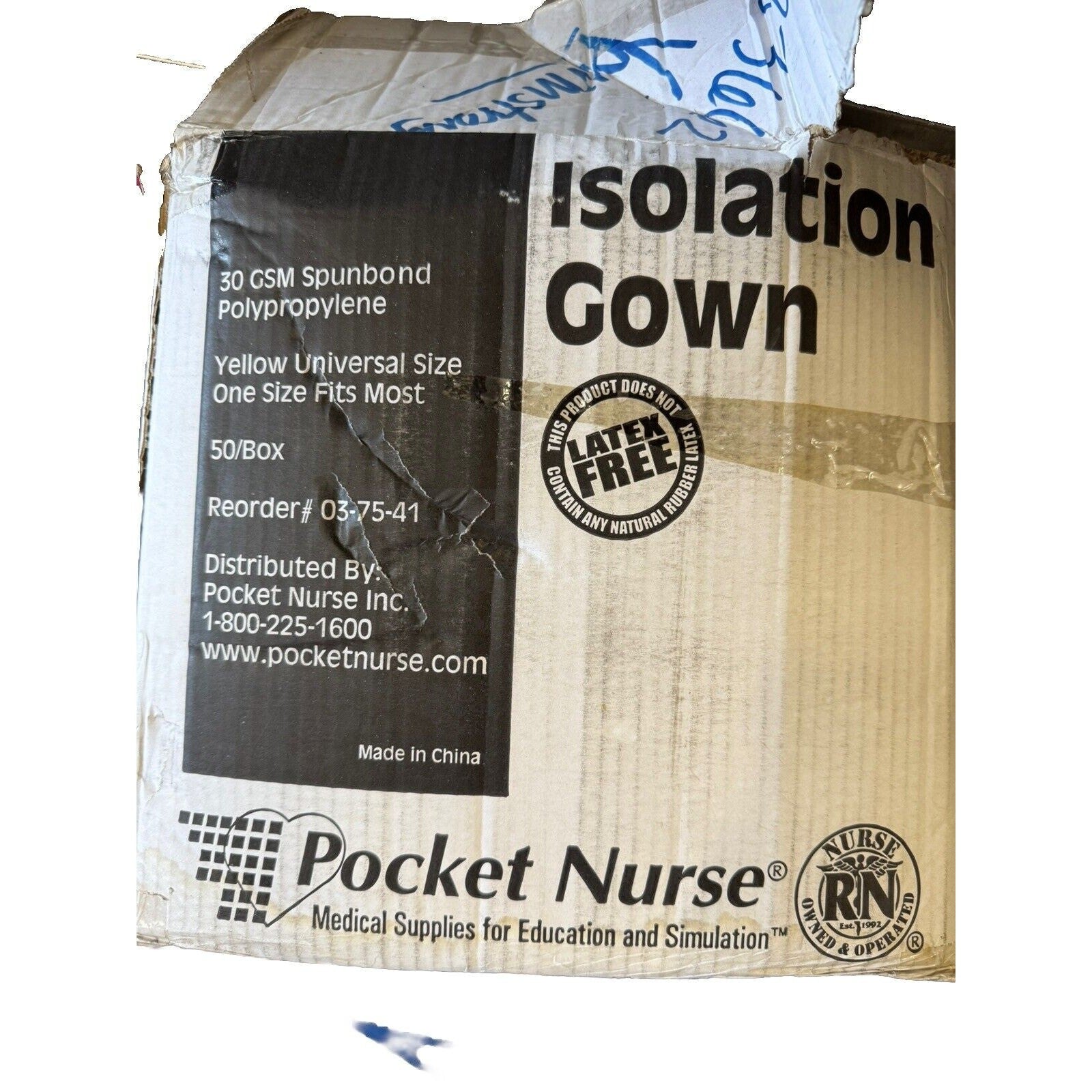 Pocket Nurse Case Of 50 Yellow Isolation Gowns Elastic Cuffs Fluid Resistant