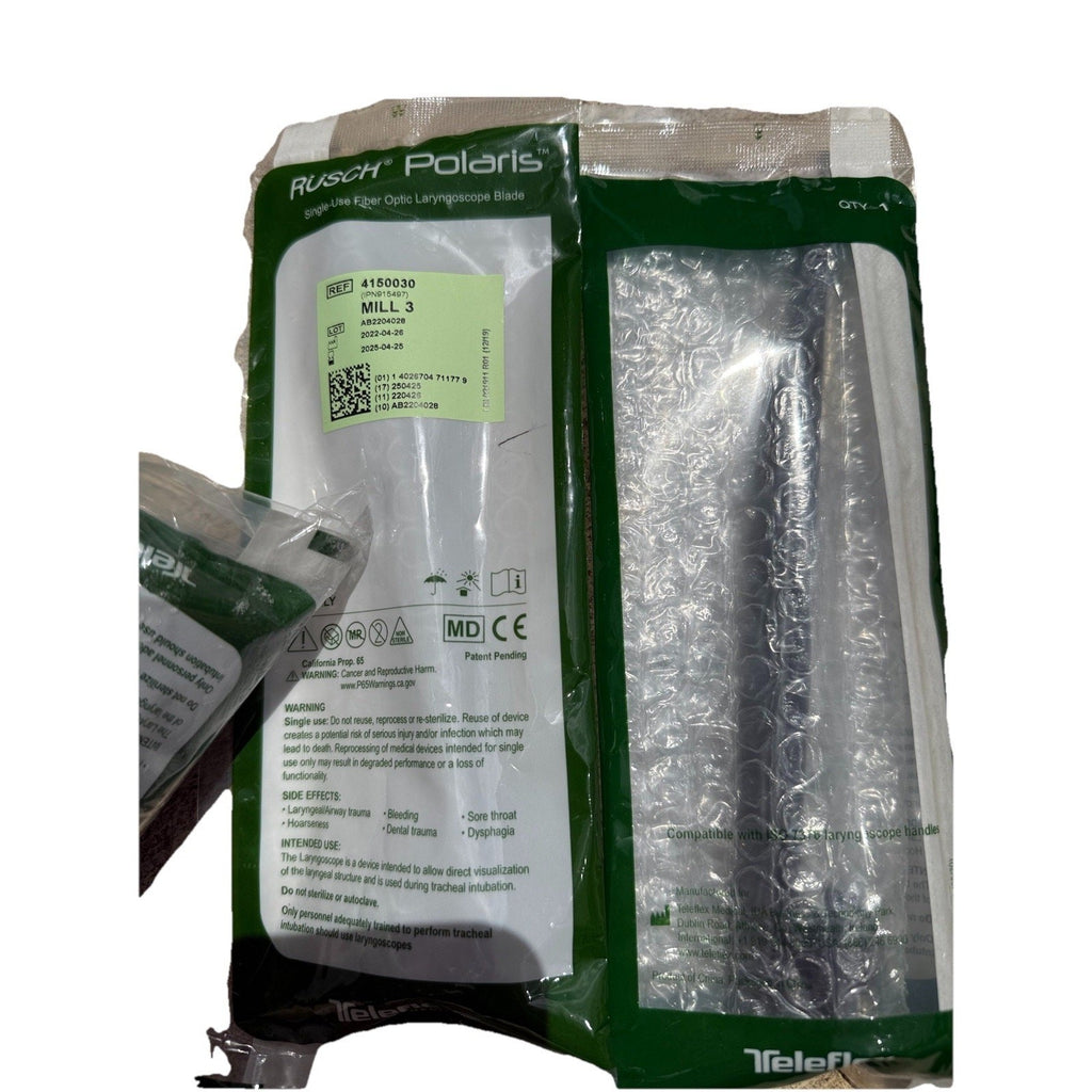 RUSCH Polaris Single-Use Fiber Optic Laryngoscope Blade MILL 3, 9 pack 4150030