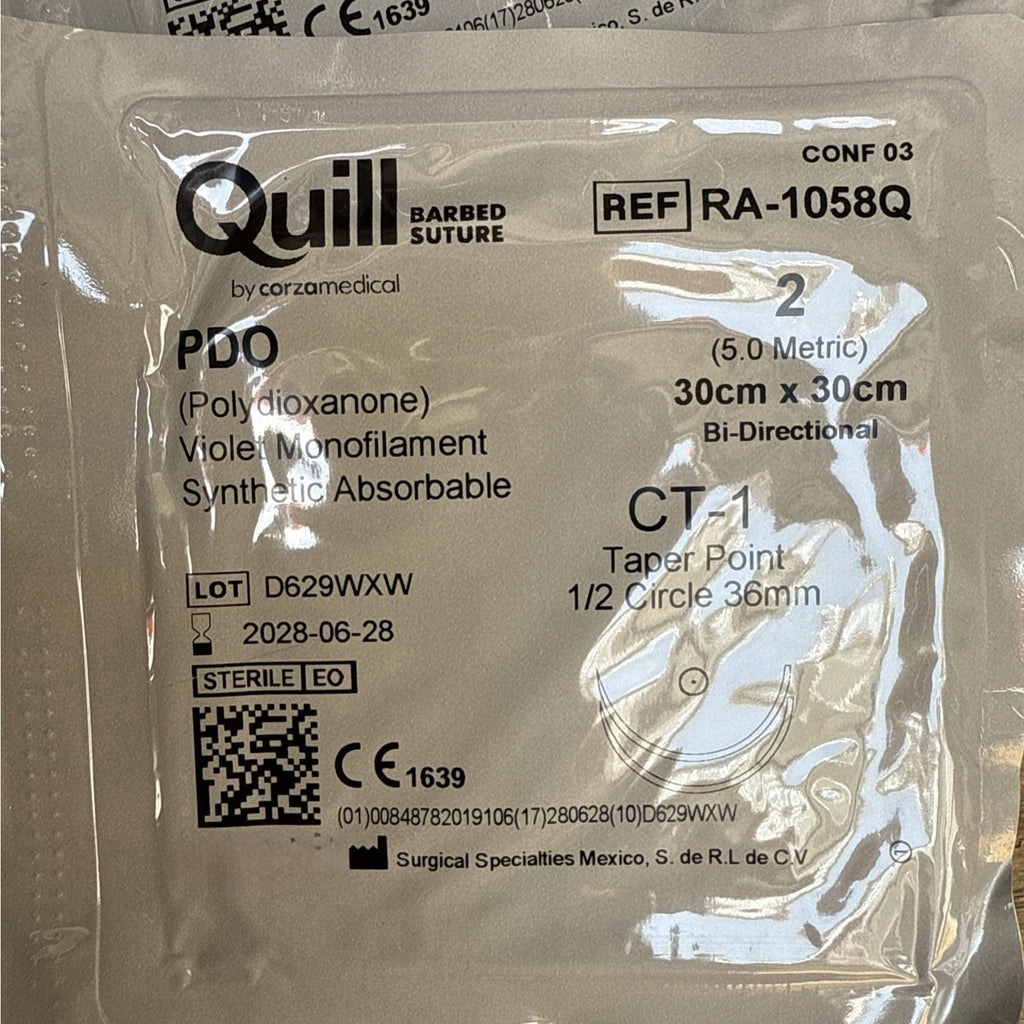 *4-Piec* Quill PDO Violet Barbed Monofilament 30" x 30" CT-1 Suture RA-1058Q