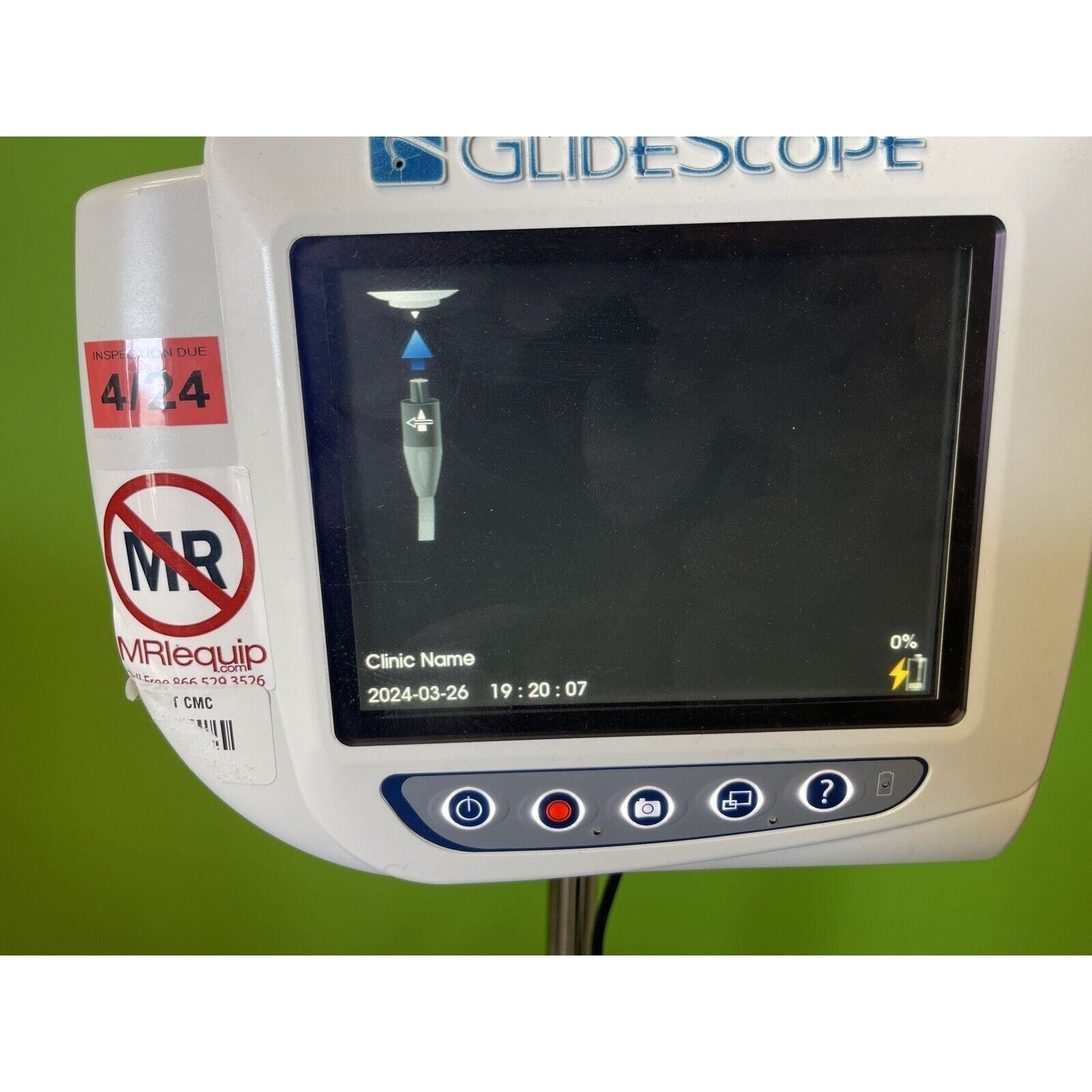 Verathon GlideScope Video Laryngoscope Monitor w/Power Supply and Rolling Cart B
