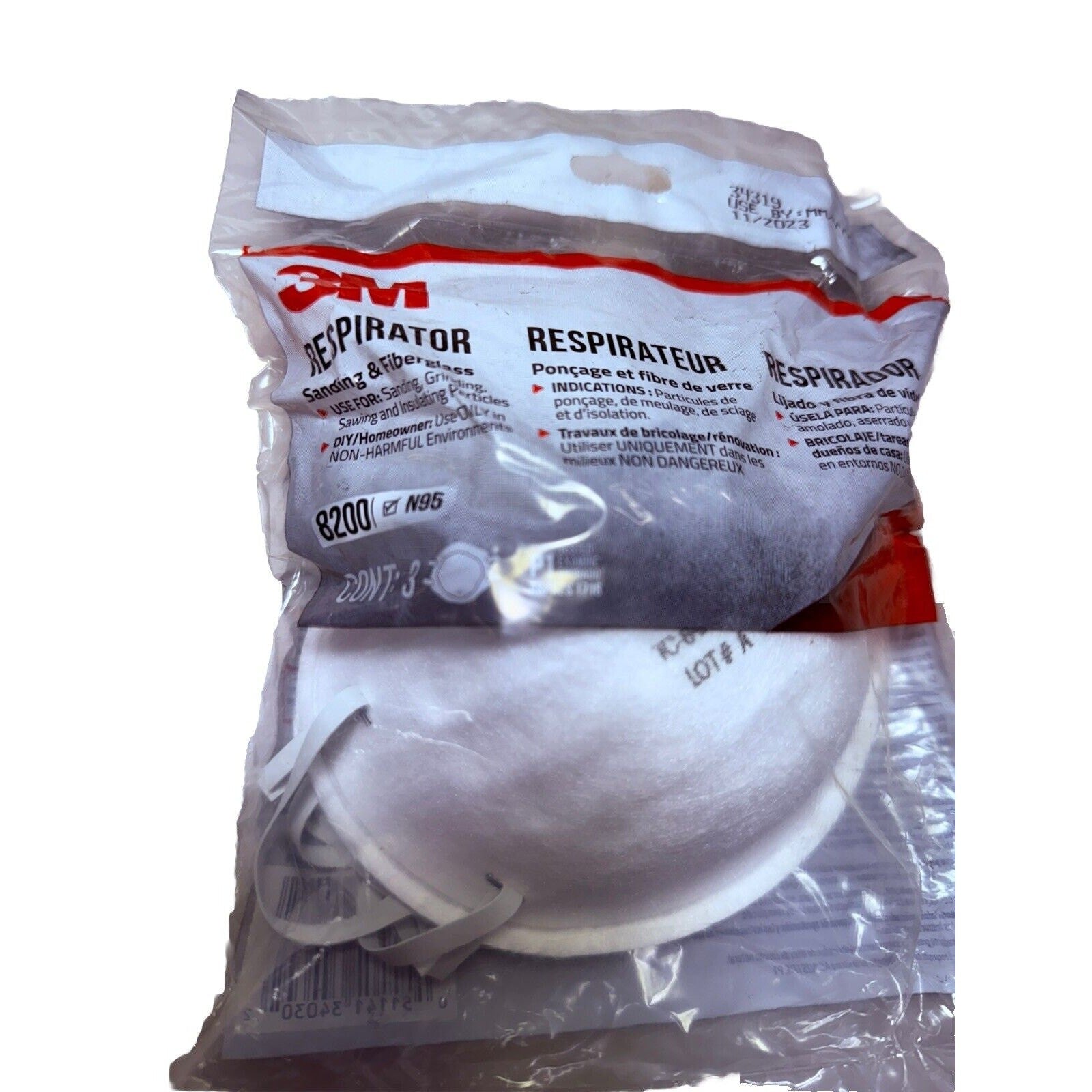 36 X 3M 8200 N95 Disposable Particulate Respirator (12 Packages of 3 Pack) 11/23