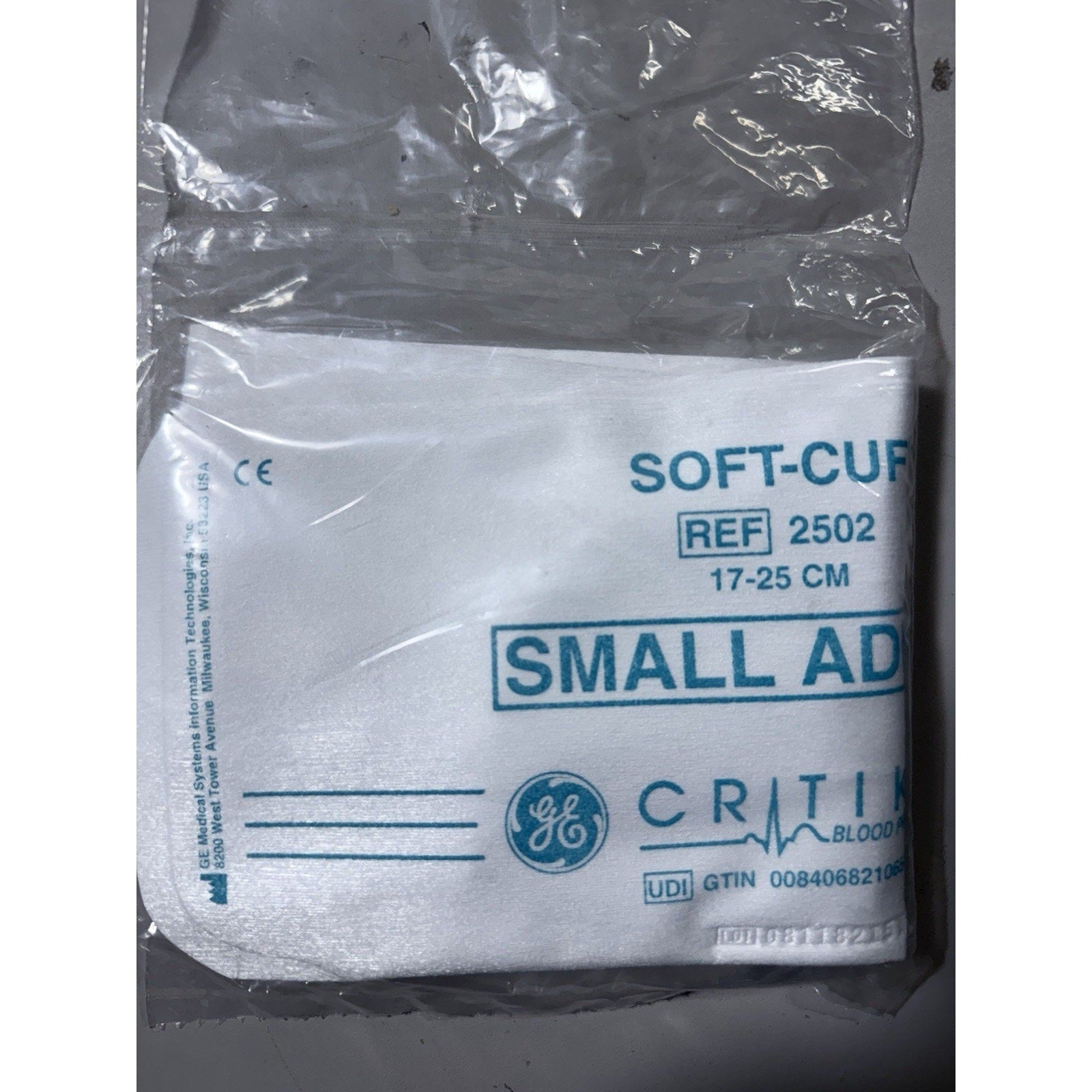GE Critikon 2502 Small Adult Soft-Cuf Blood Pressure Cuff 17-25 CM