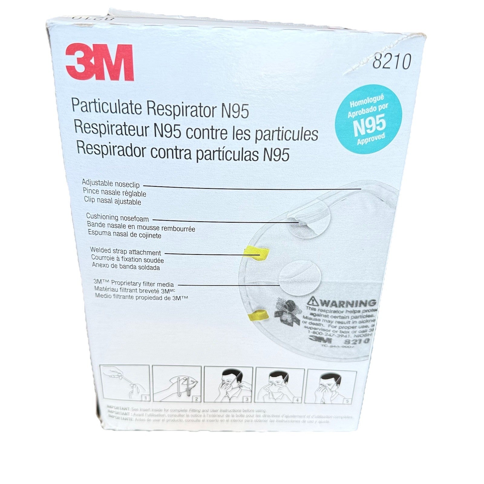 3M 8210 N95 Disposable Protective Particulate Respirator, GENUINE MADE IN USA!