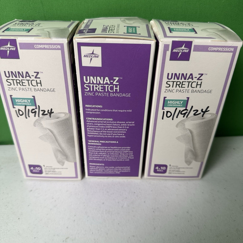 Medline UNNA-Z Stretch Zinc Paste Bandage 4"x10yds, NEW 10/19/2024
