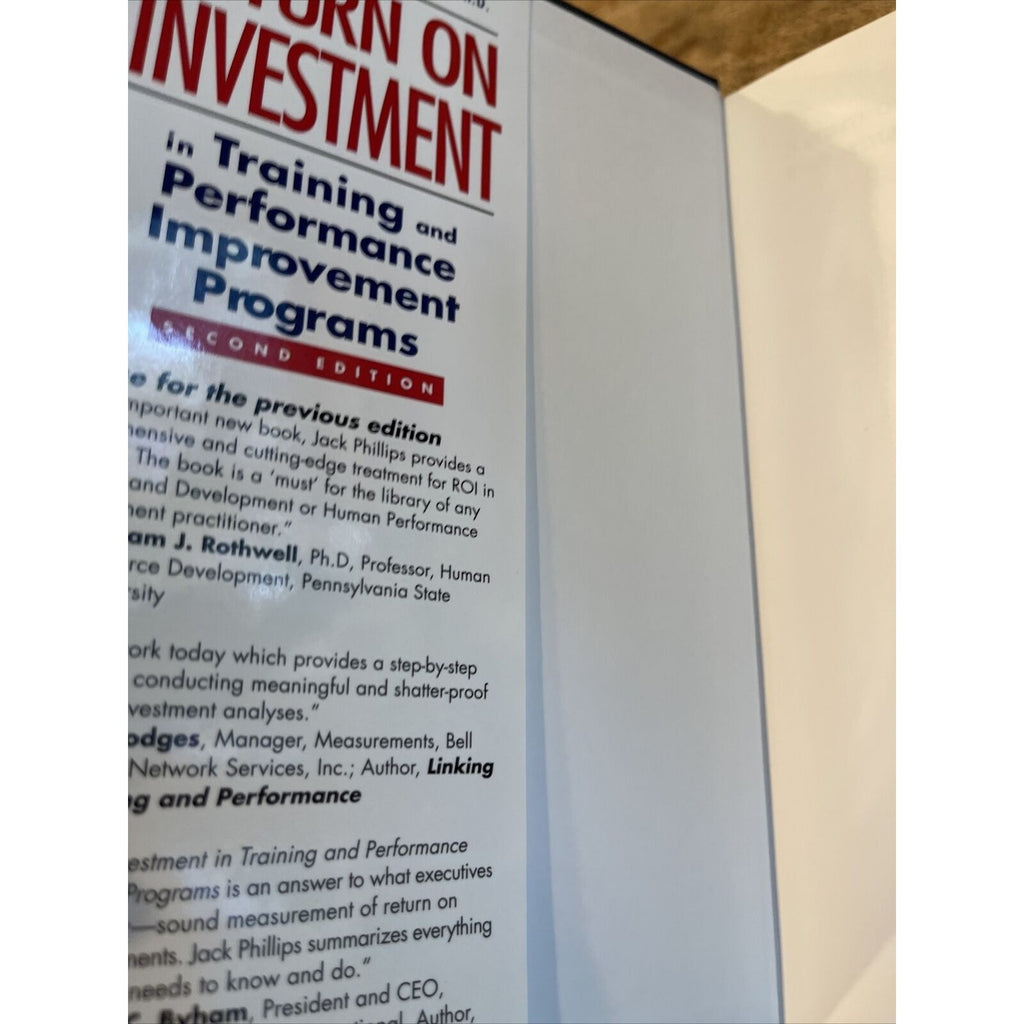 Return on Investment in Training and Performance Improvement Programs