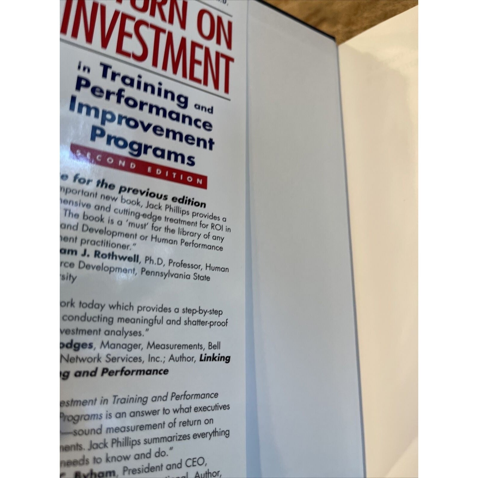 Return on Investment in Training and Performance Improvement Programs