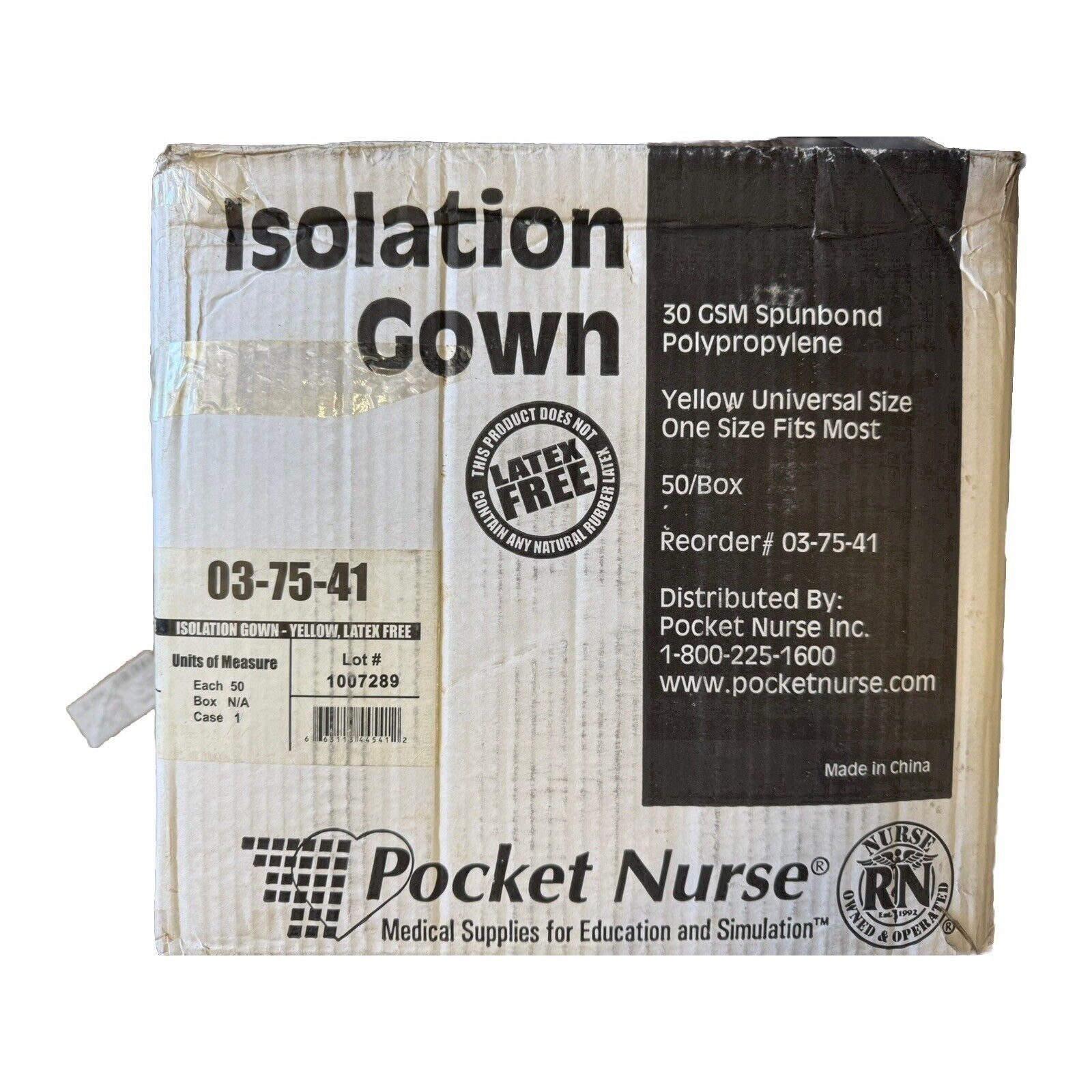 Pocket Nurse Case Of 50 Yellow Isolation Gowns Elastic Cuffs Fluid Resistant