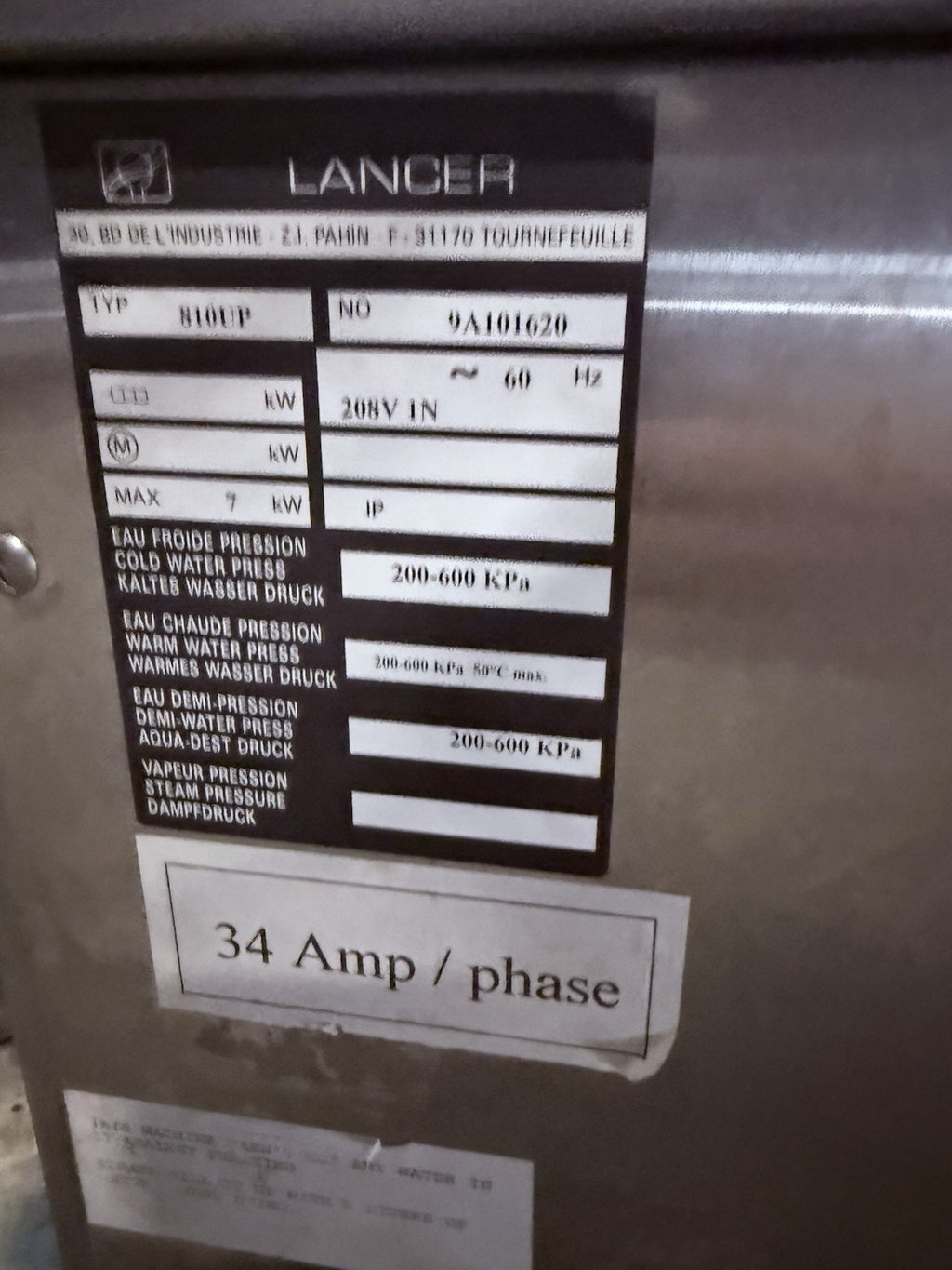 Getinge Lancer 810 UP Under counter Laboratory Washer 208V, 208-600 KPa