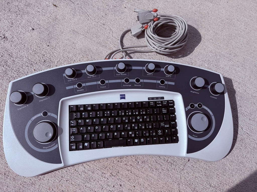 Zeiss control panel and keyboard, used with a scanning electron microscope (SEM)
