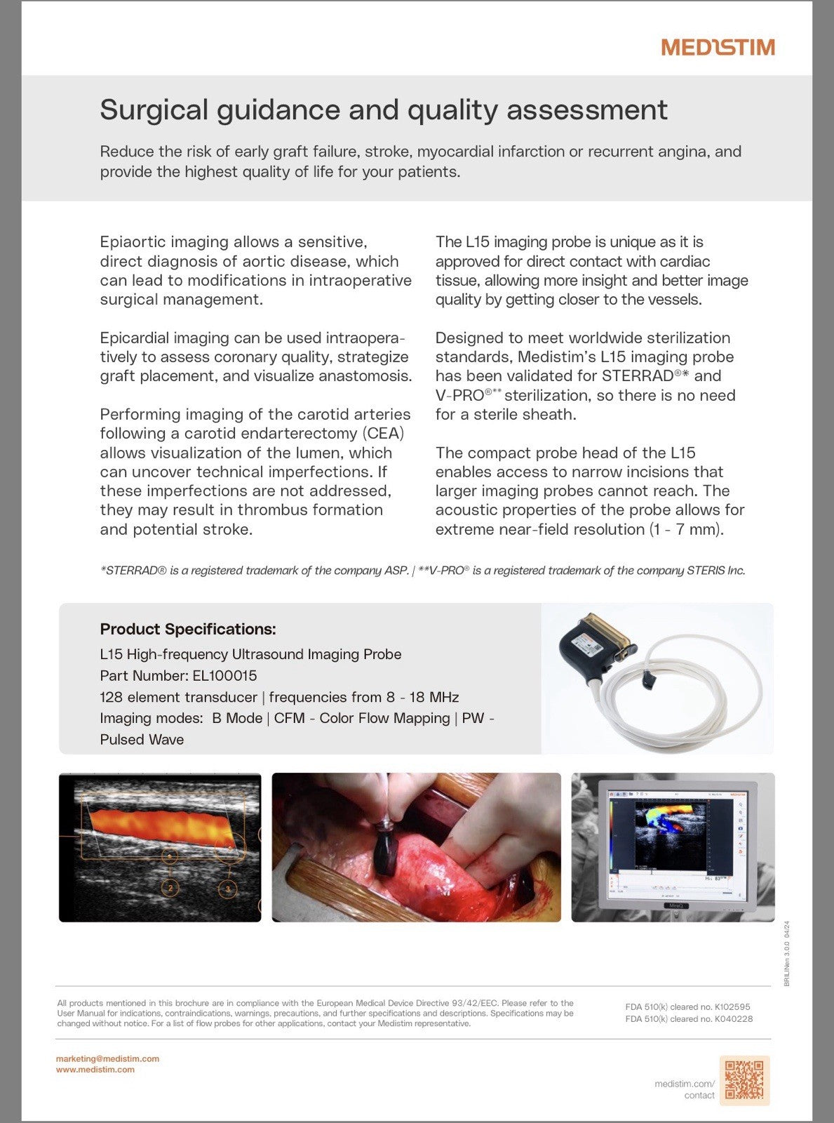 Medistim EL100015 High-Frequency Surgical Procedure Ultrasound Imaging Probe