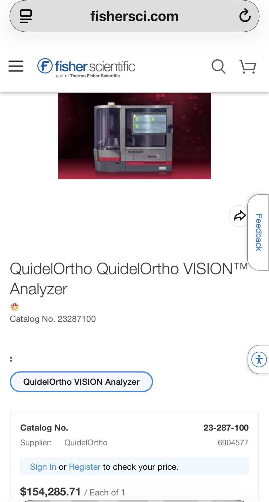 QuidelOrtho Ortho Vision Swift Automated Immunohematology System, W/ Stand