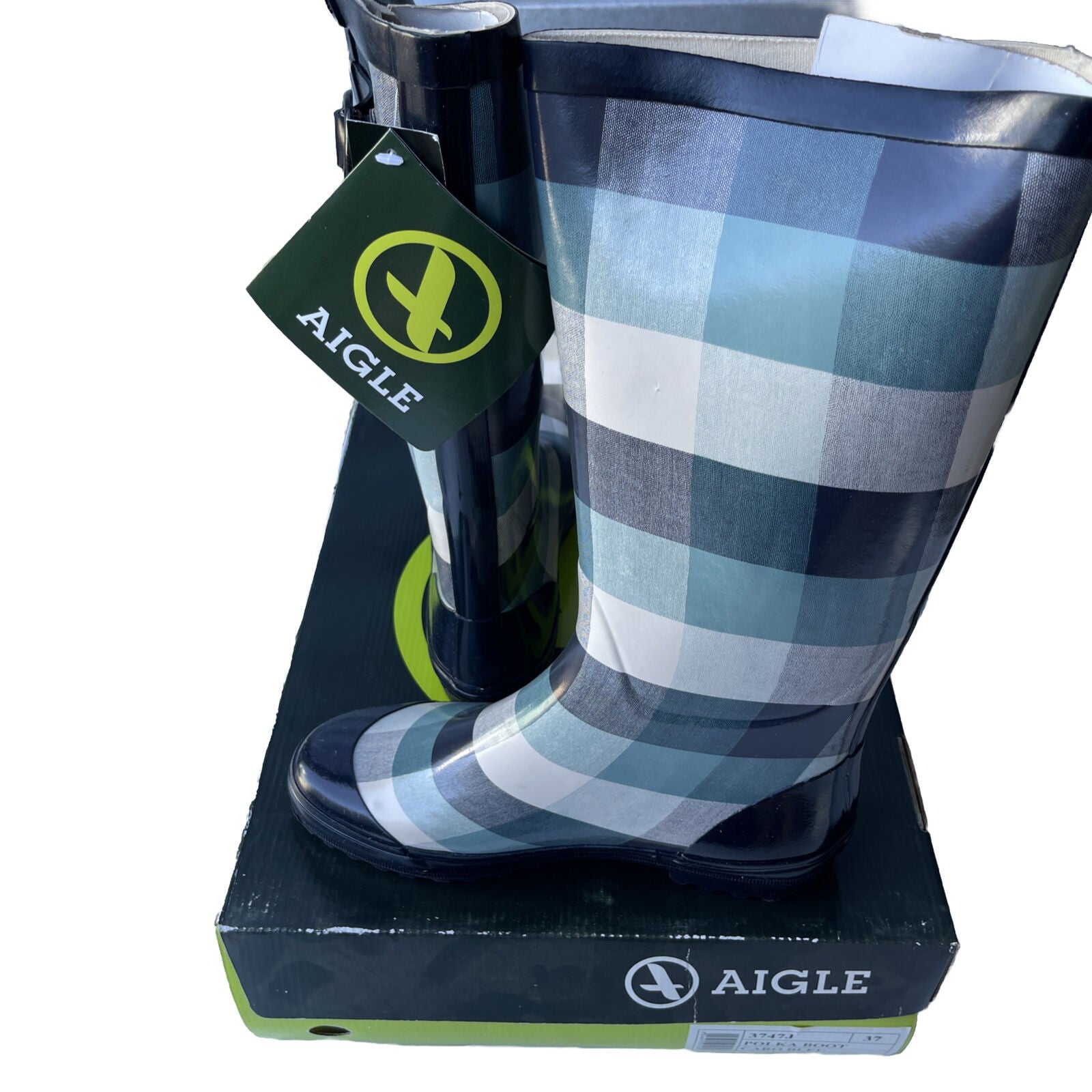 Aigle Polka Boot Caro Bleu Women's Size 6