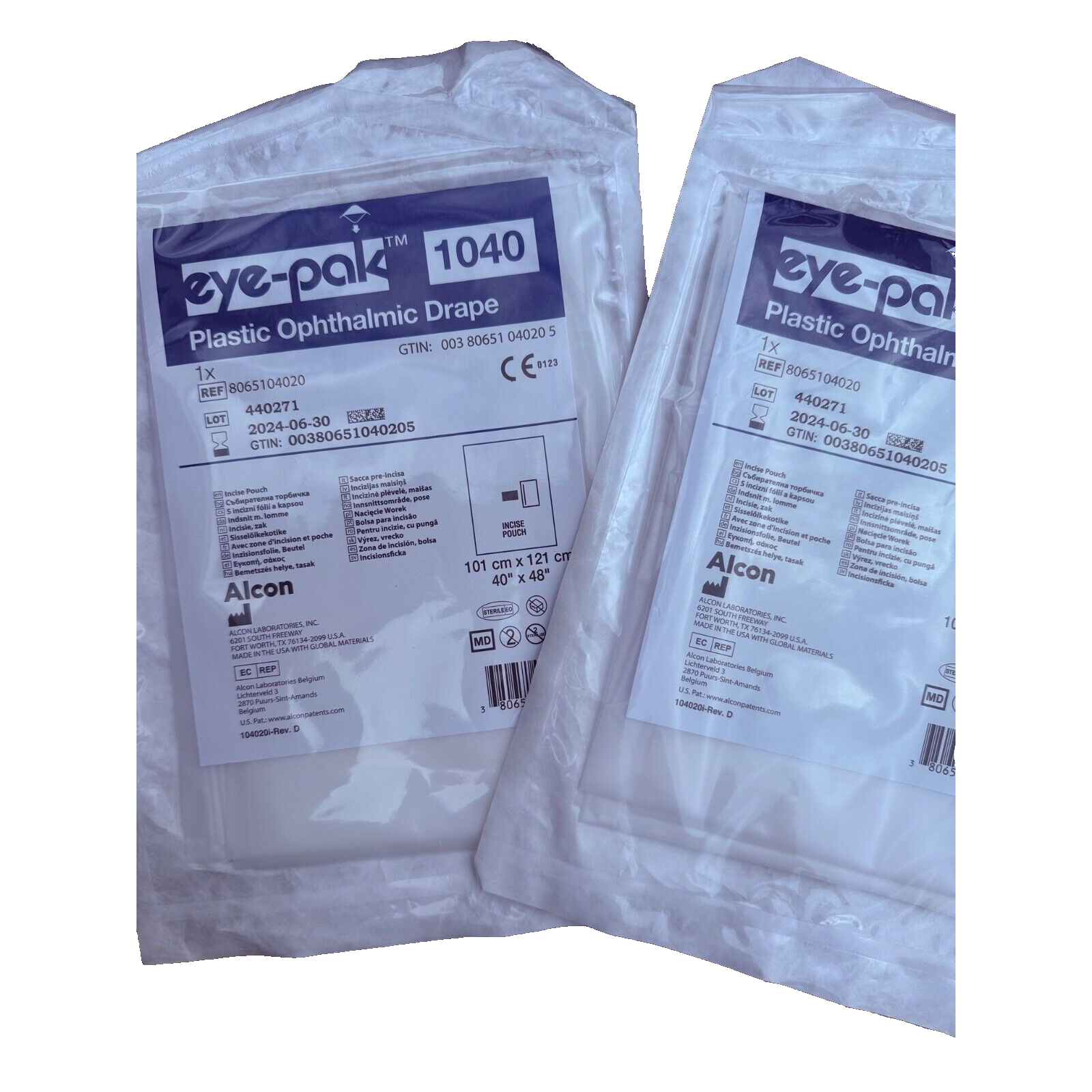 Alcon eye-pak 1040 plastic opthalmic drape ref 8065104020
