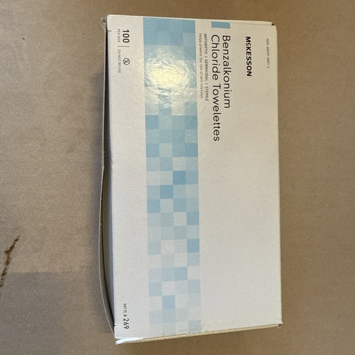 100 McKesson Sanitizing Skin Wipe Benzalkonium Chloride Towelettes 5 x 7" #269