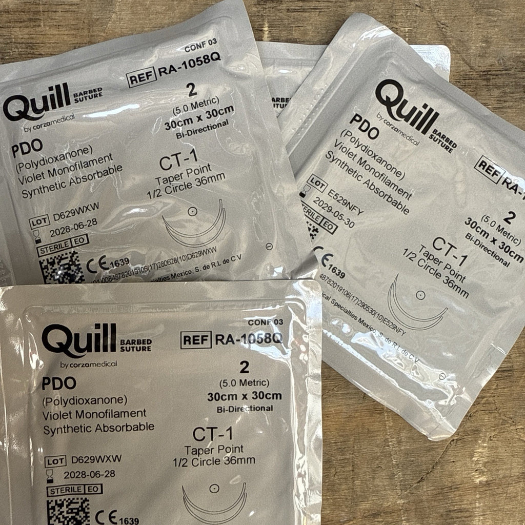 *4-Piec* Quill PDO Violet Barbed Monofilament 30" x 30" CT-1 Suture RA-1058Q
