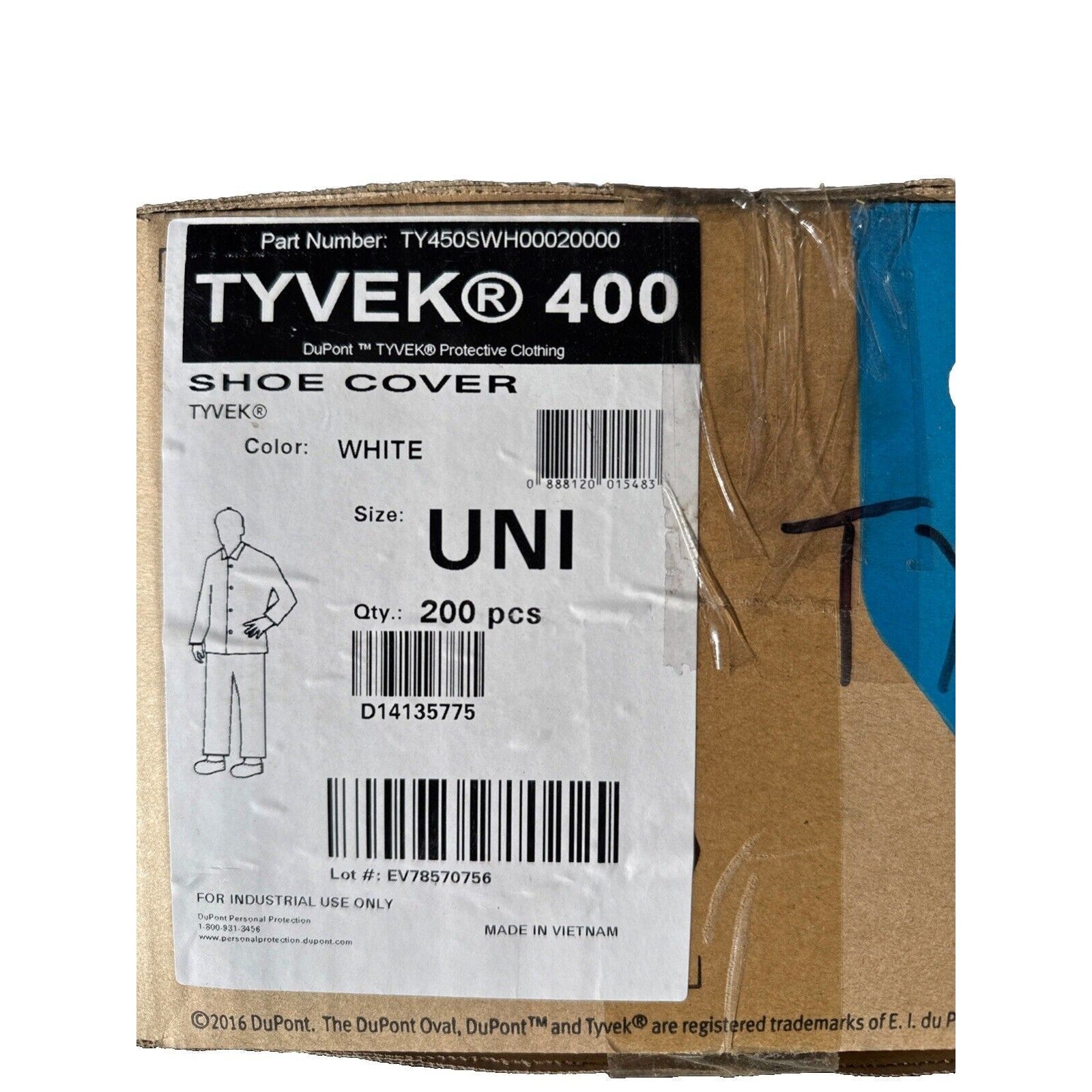 Dupont Tyvek 400 Boot Covers 200 pc TY454SWH00020000 White, Universal