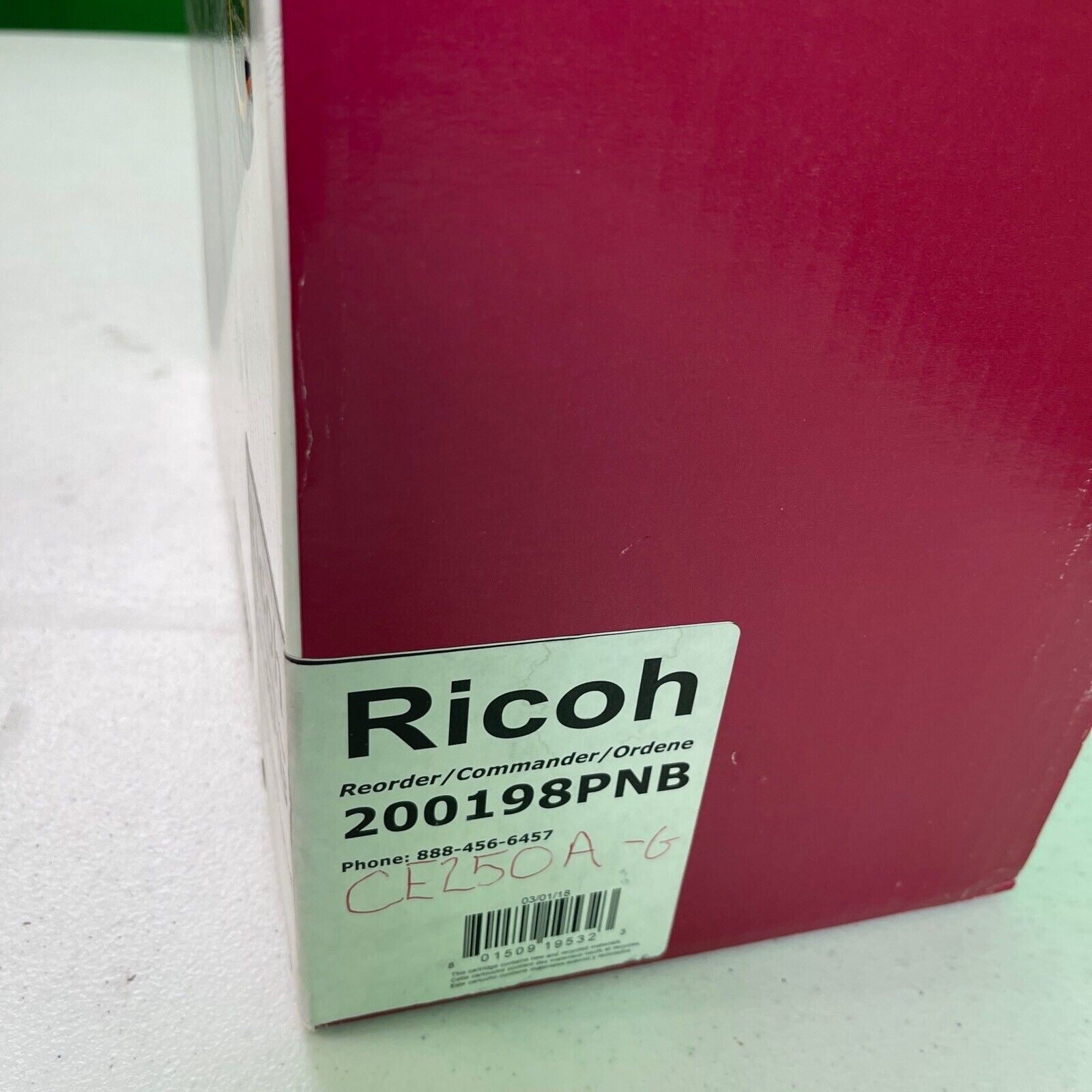 Ricoh 200198PNB Toner Cartridge. Item 1012