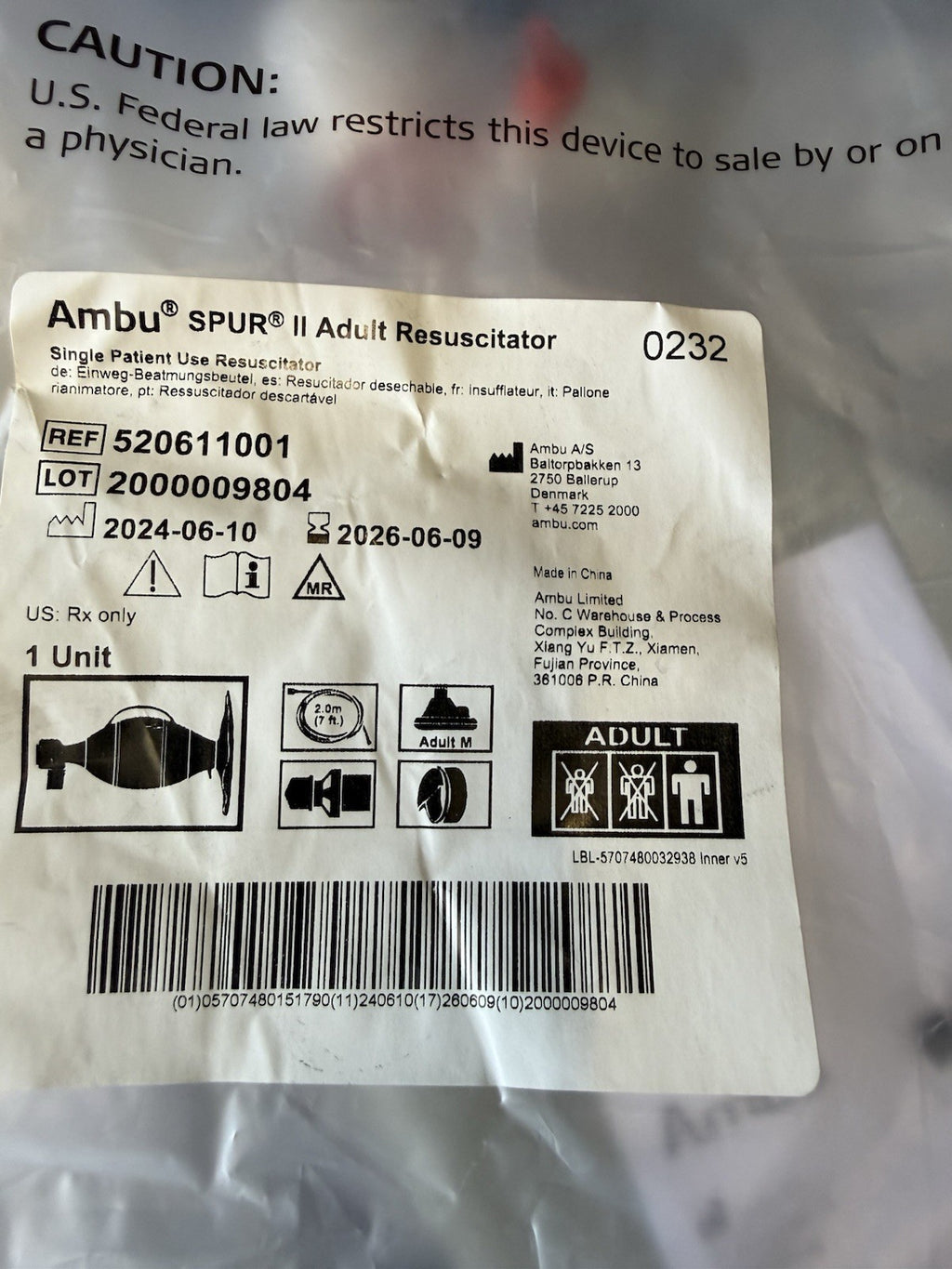 Ambu SPUR II Adult Resucitator - 520611001