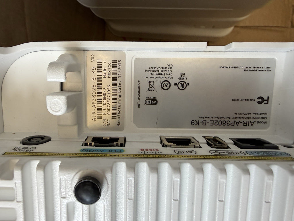 Cisco AIR-AP3802E-A-K9 Dual-Band Wireless AP 5.2Gbps White RJ-45