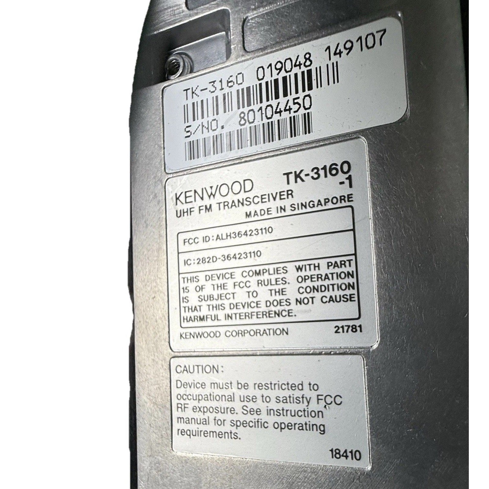 Kenwood 2-way radio model TK3160, TK-3160 With New Antenna