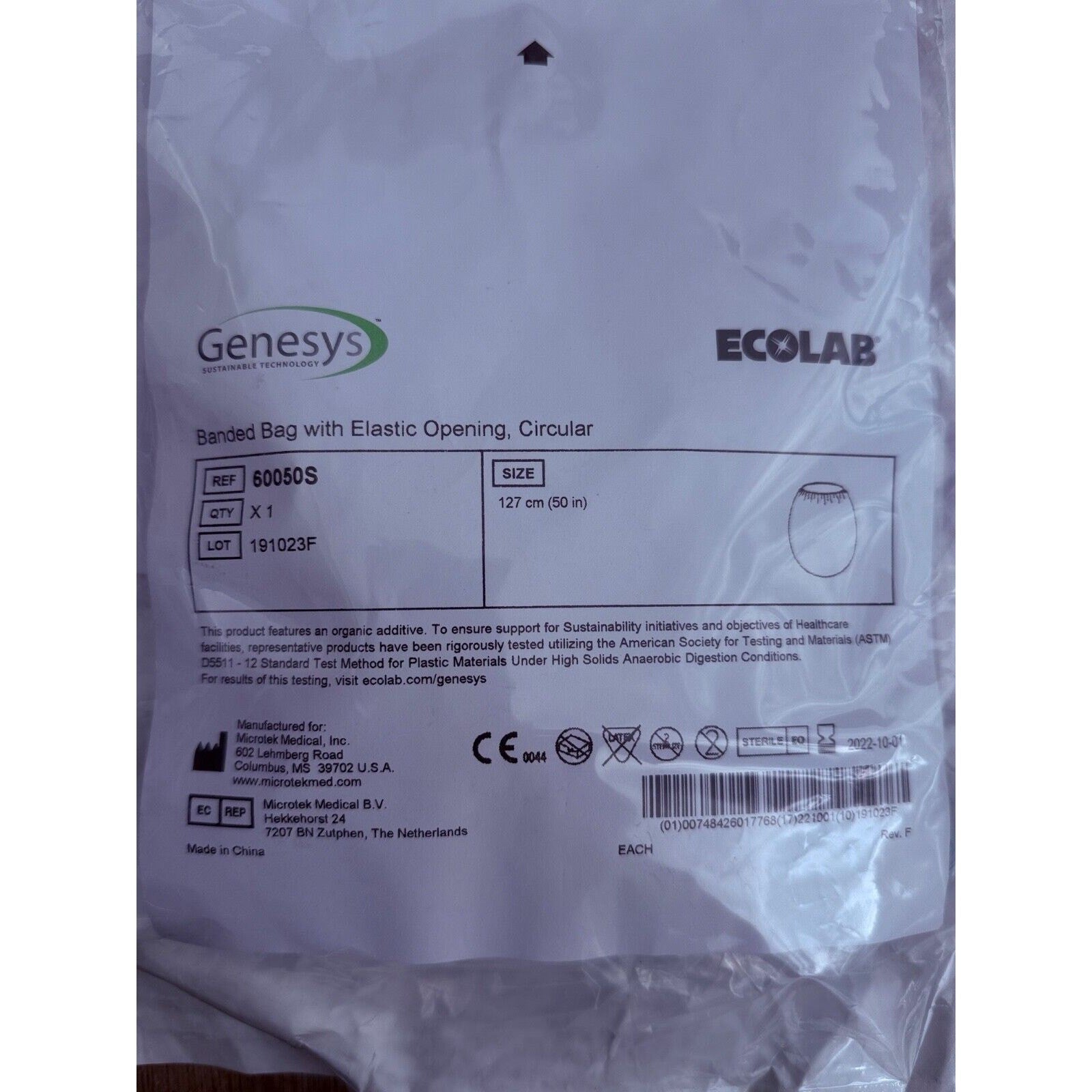 Ecolab Banded Bag With Elastic Opening Circular Ref 60050S