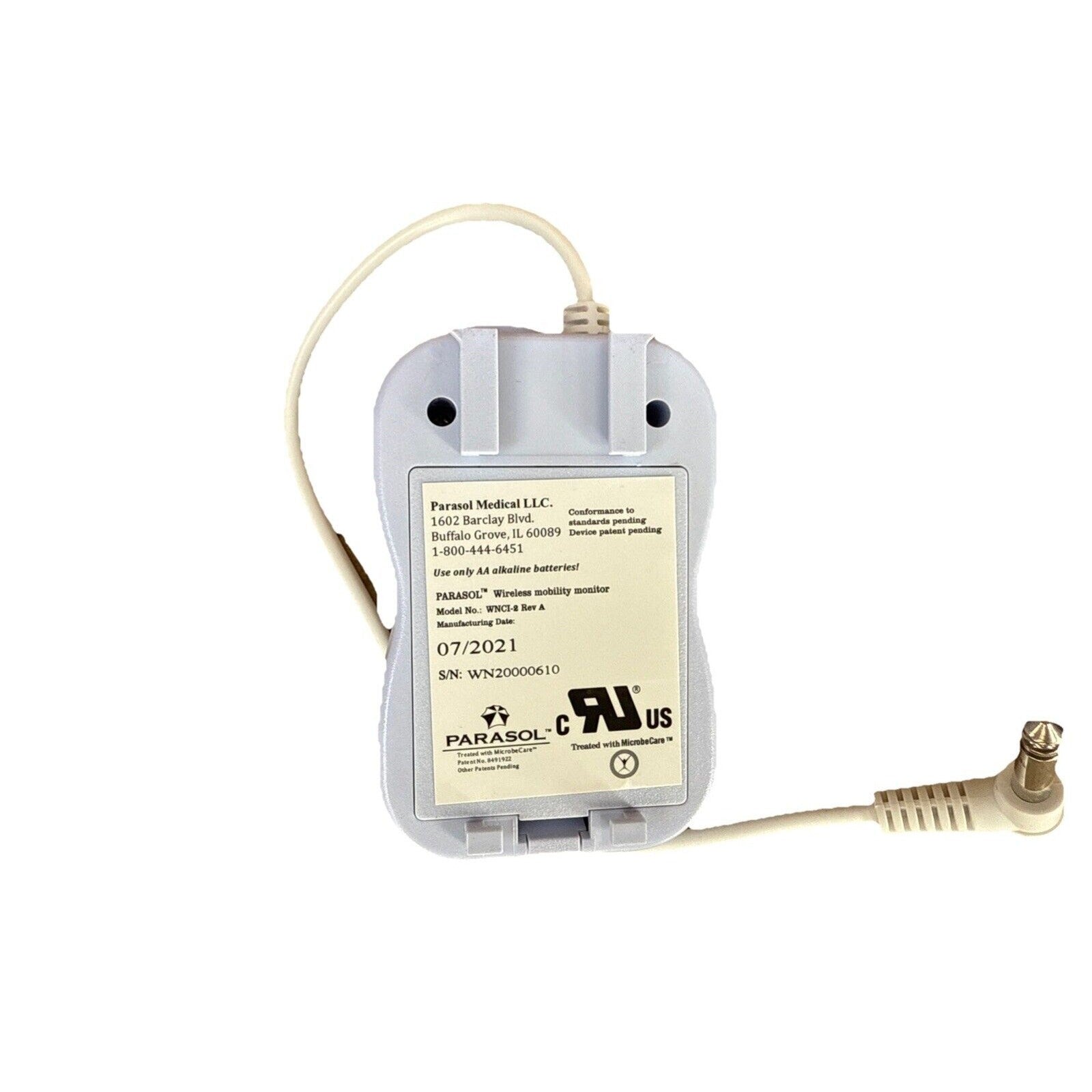 PARASOL Nurse Call Interface, Wireless Mobility Monitor. WNCI-2 Rev A