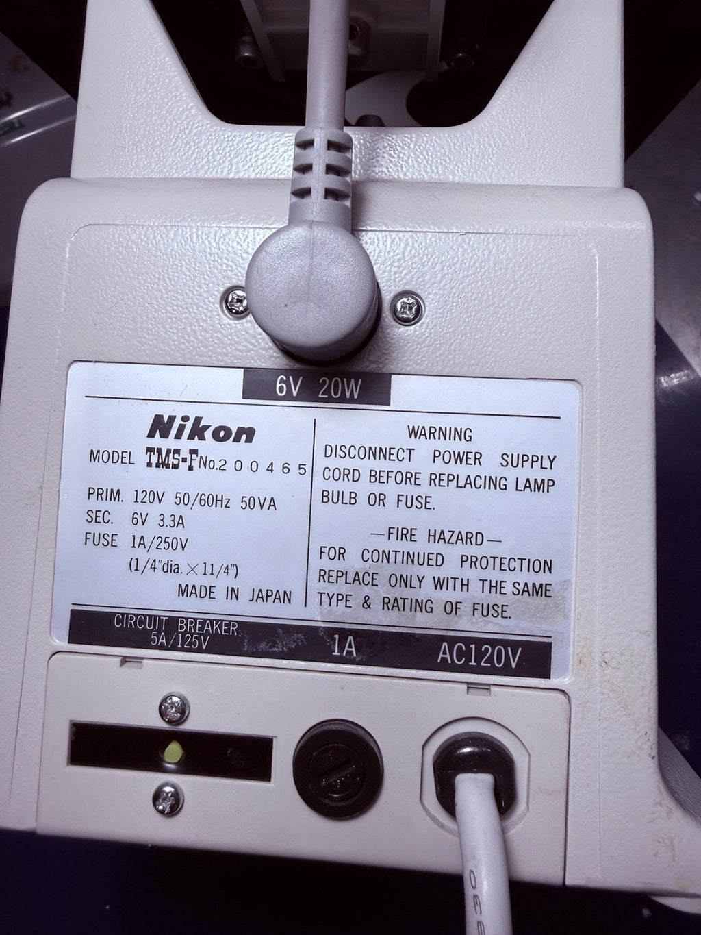 Nikon TMS-F Inverted Phase Contrast Trinocular Microscope. With Mechanical Stage