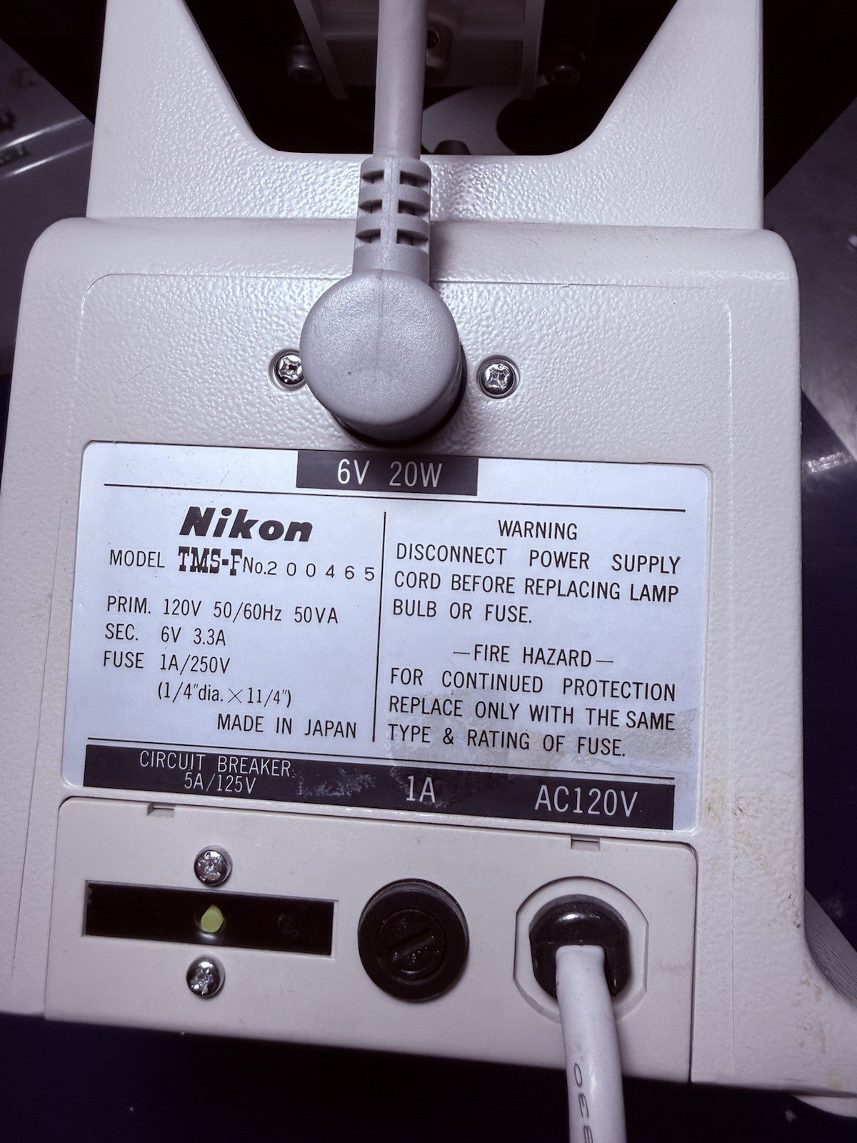 Nikon TMS-F Inverted Phase Contrast Trinocular Microscope. With Mechanical Stage