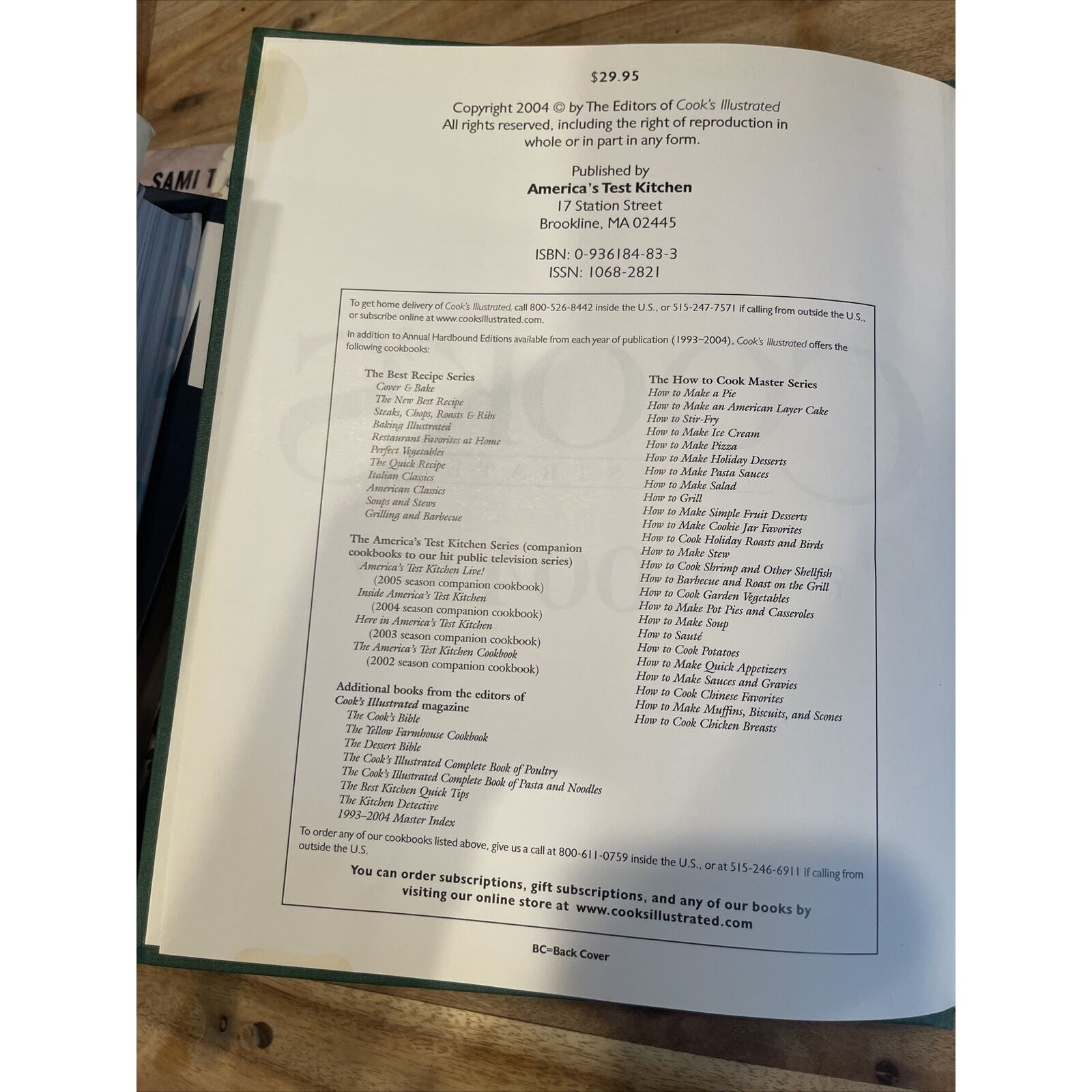 Cook's Annual 2004 by Cook's Illustrated Magazine Editors (Hardcover, Annual)