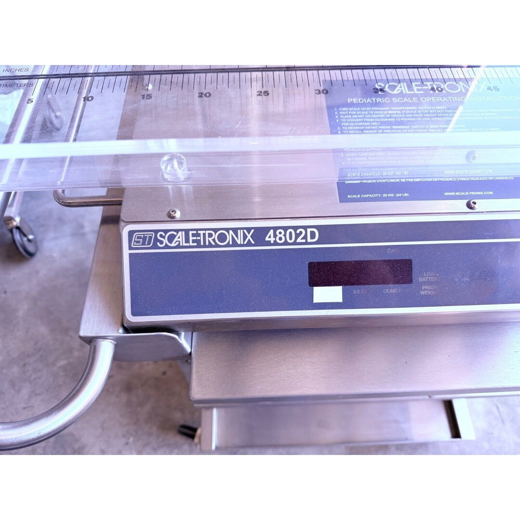 WELCH ALLYN SCALE-TRONIX 4802D PEDIATRIC MEDICAL INFANT BABY SCALE W/ CART,WORKS