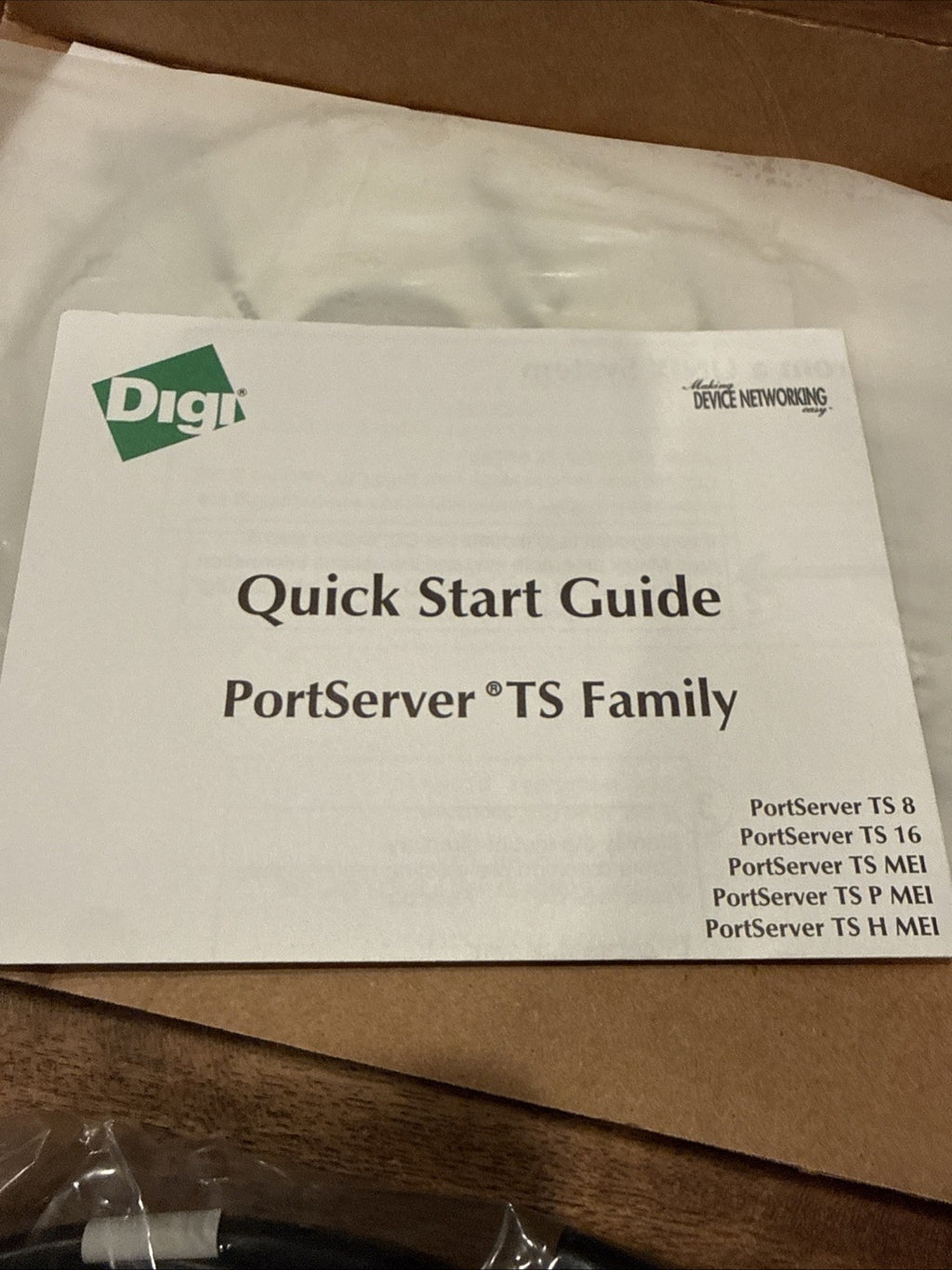 Digi PortServer  TS 1 MEI Serial Server, Cables Included | NEW
