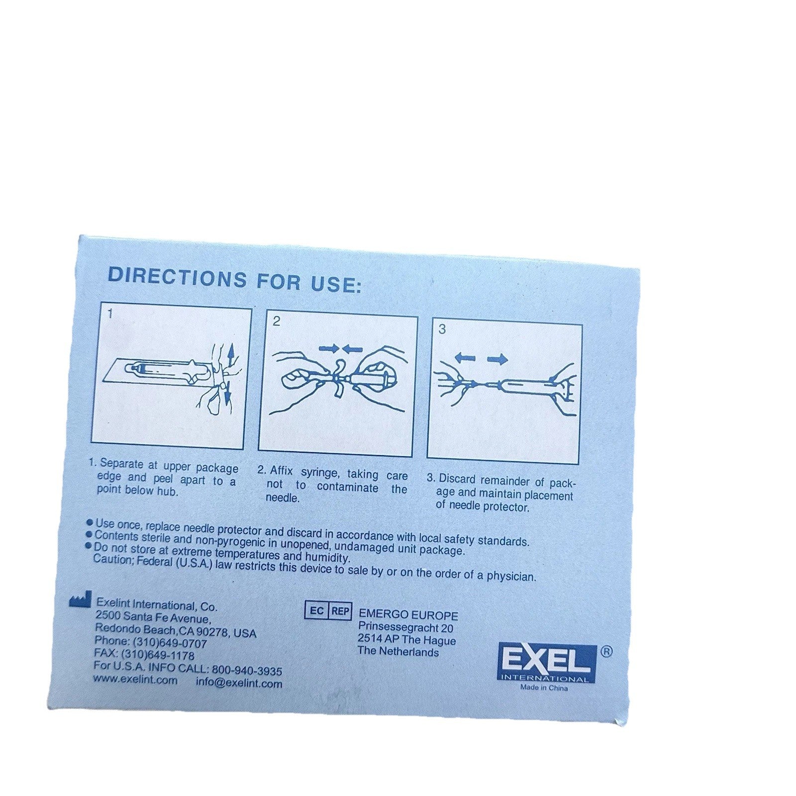 Exel Sterile Hypodermic, Disposable, Regular Wall, 23G x 1.5",  SIX BOXES of 100