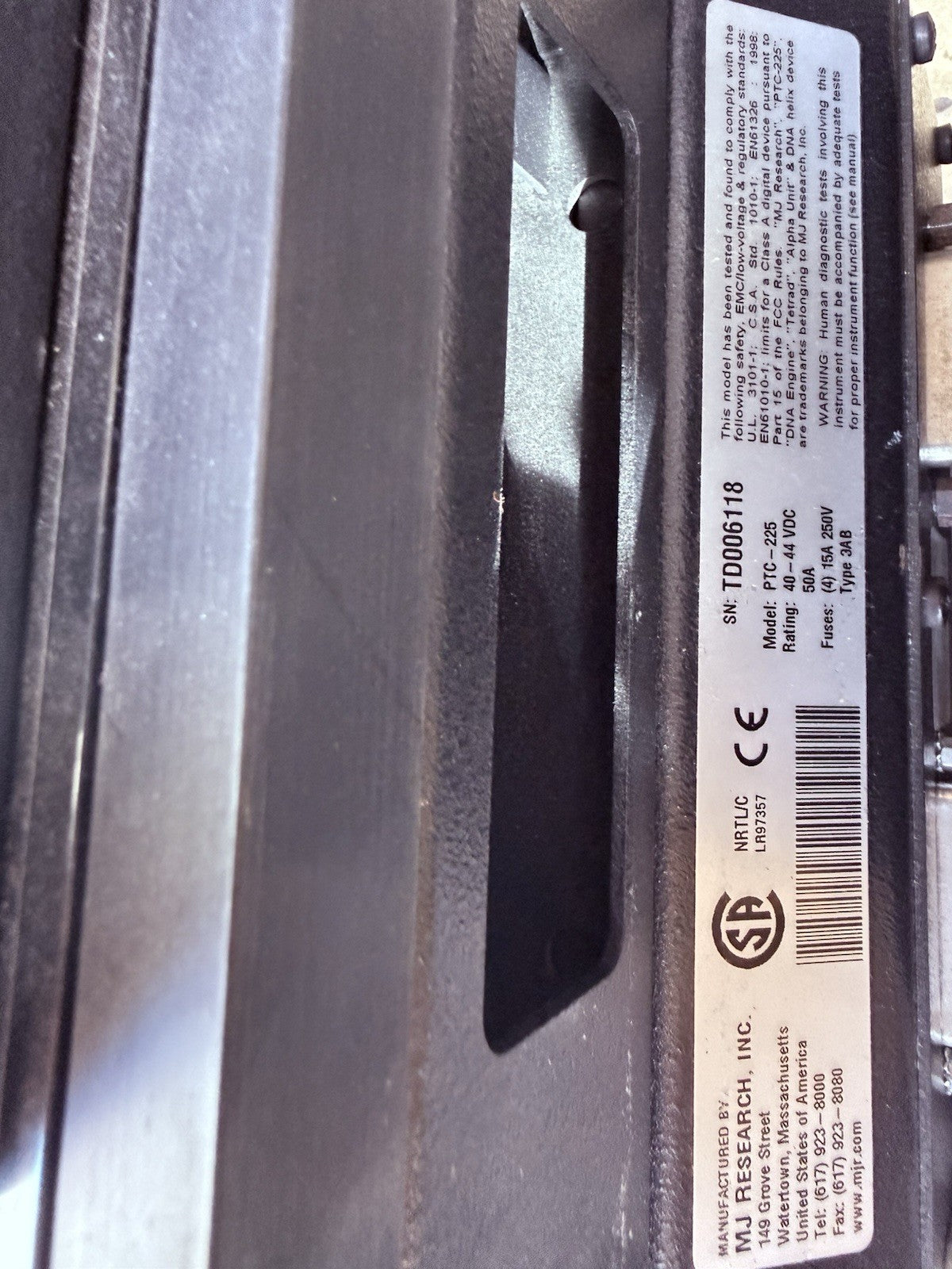 MJ Research PTC-225 Peltier Thermal Cycler, With Power Supply And Cables