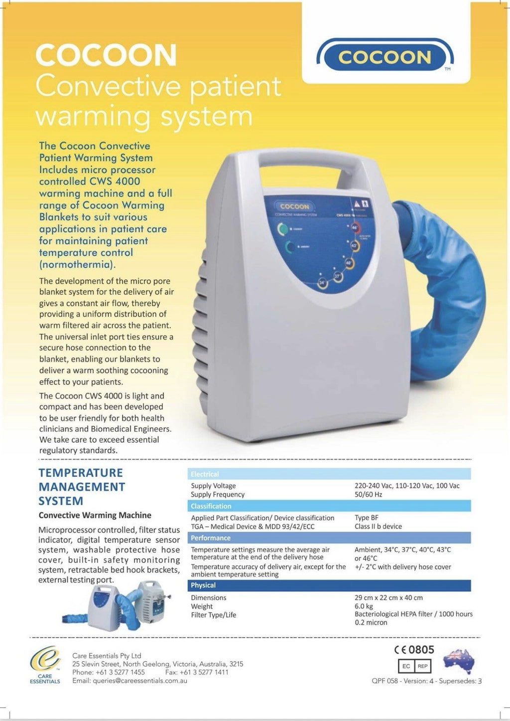 Cocoon CWS 5000 Patient Warming System. With Stand.  Tested.