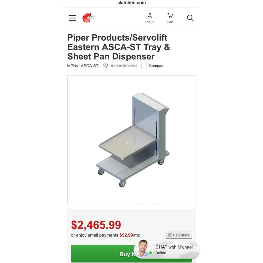 Servolift Eastern ASCA-ST Dishwasher Tray & Sheet Pan Dispenser