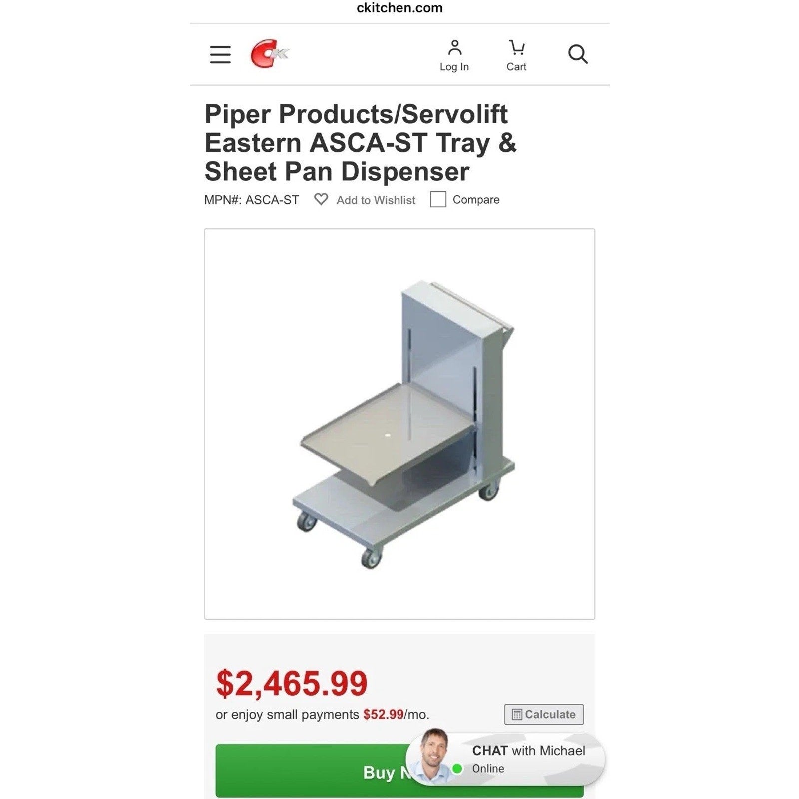 Servolift Eastern ASCA-ST Dishwasher Tray & Sheet Pan Dispenser