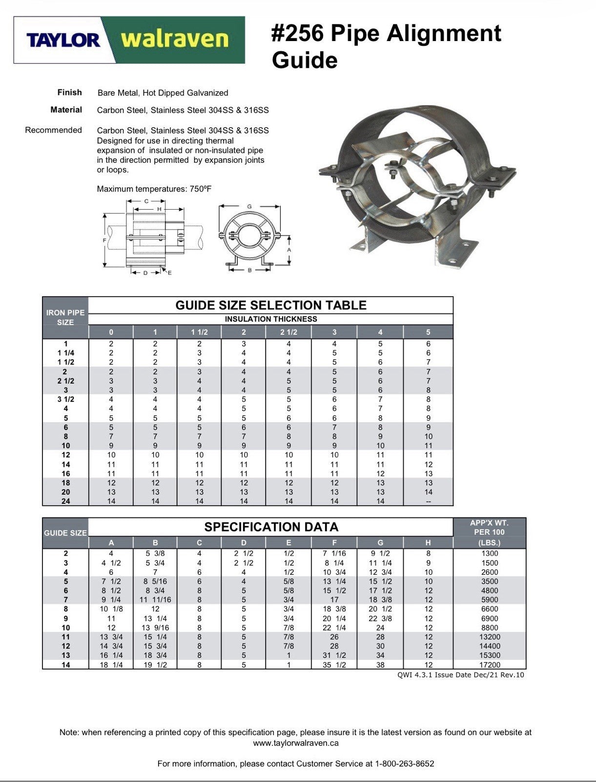 Taylor Walraven Anvil #256 Pipe Alignment Guide, 8”