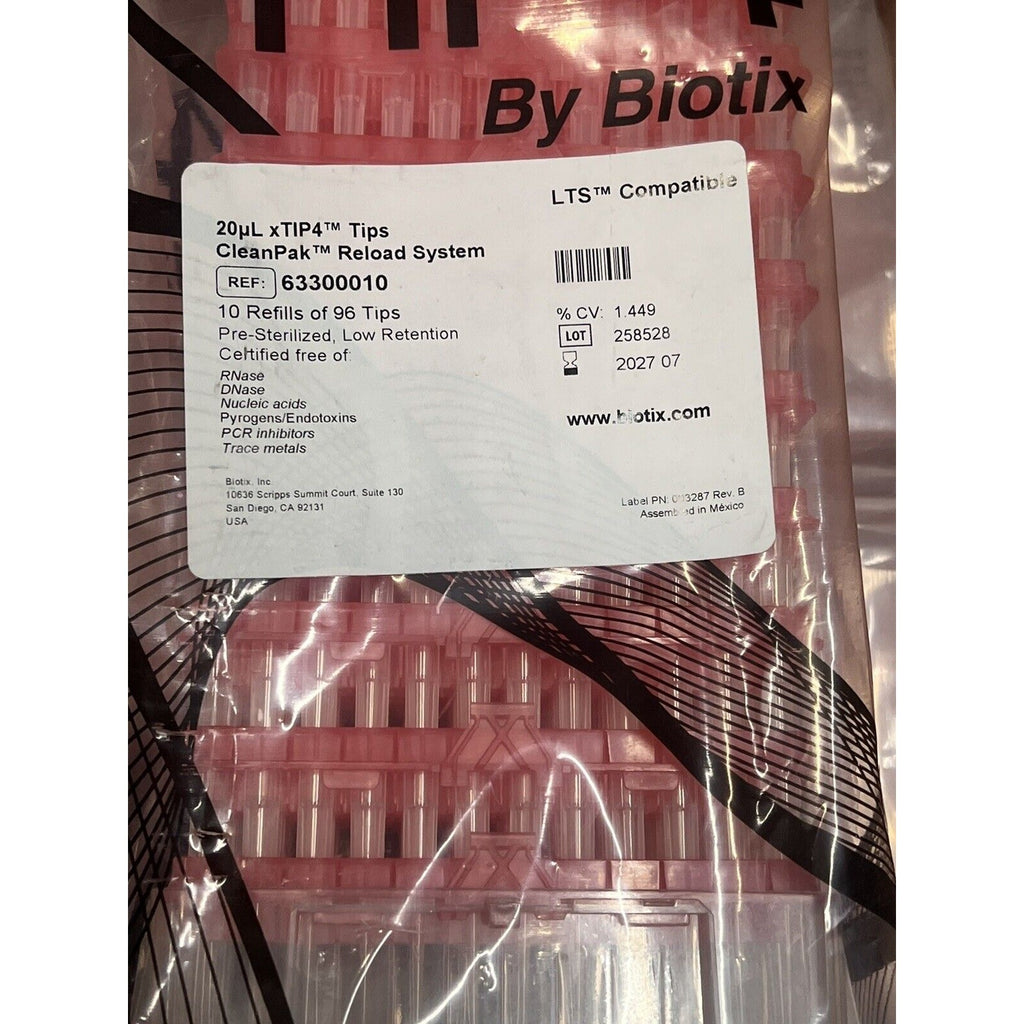 BIOTIX 20μL XTip4 Sterile Racked Pipette Tips for Rainin LTS 63300005