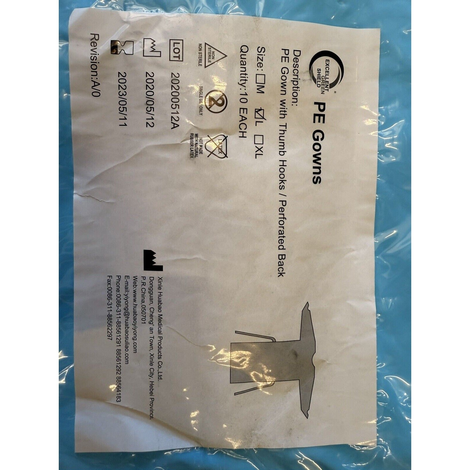 200 PE Gown with Thumb Hooks / Perforated Large Size