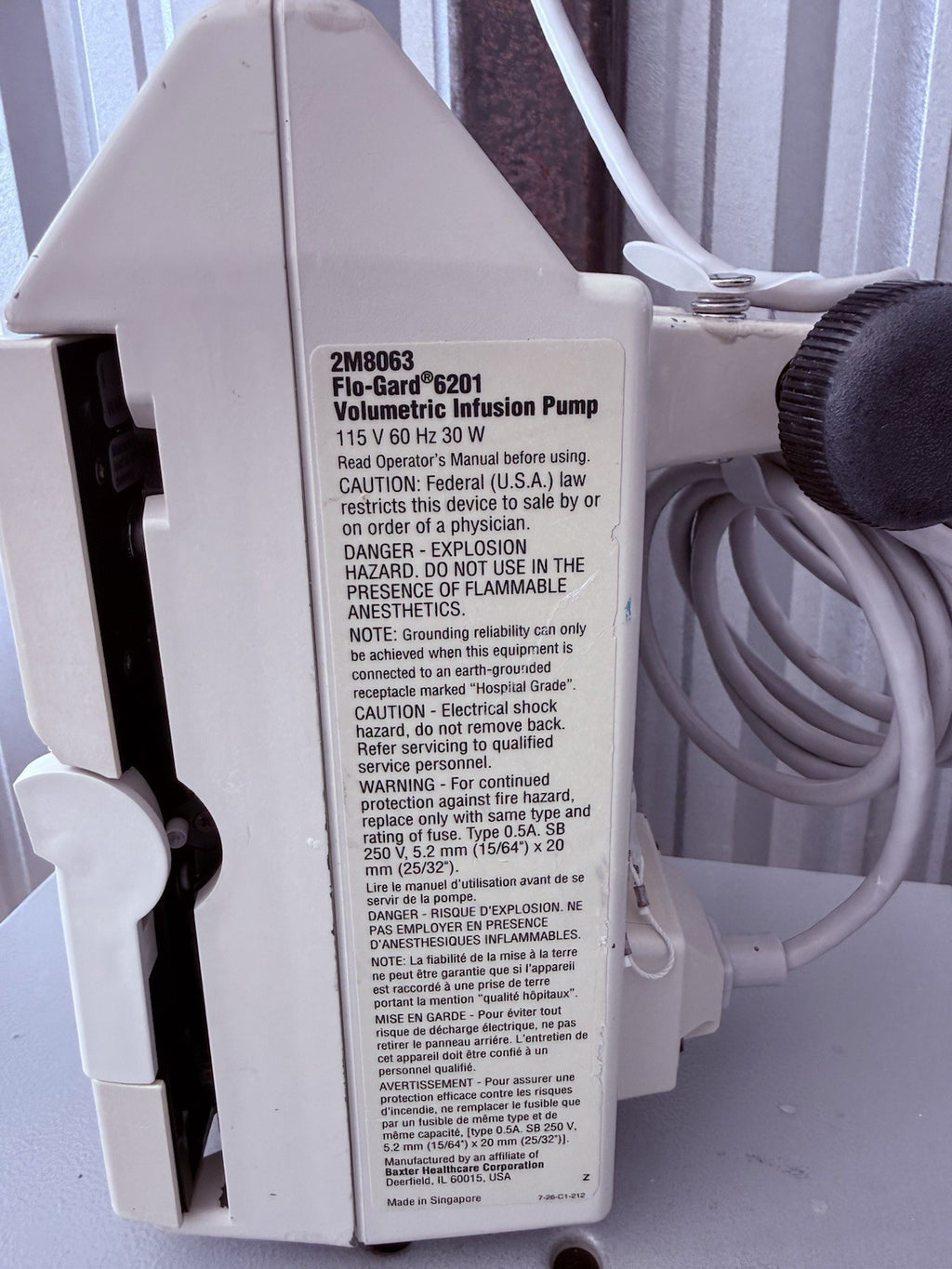 Baxter Flo-Gard 6201 Volumetric Infusion Pump 2M8063