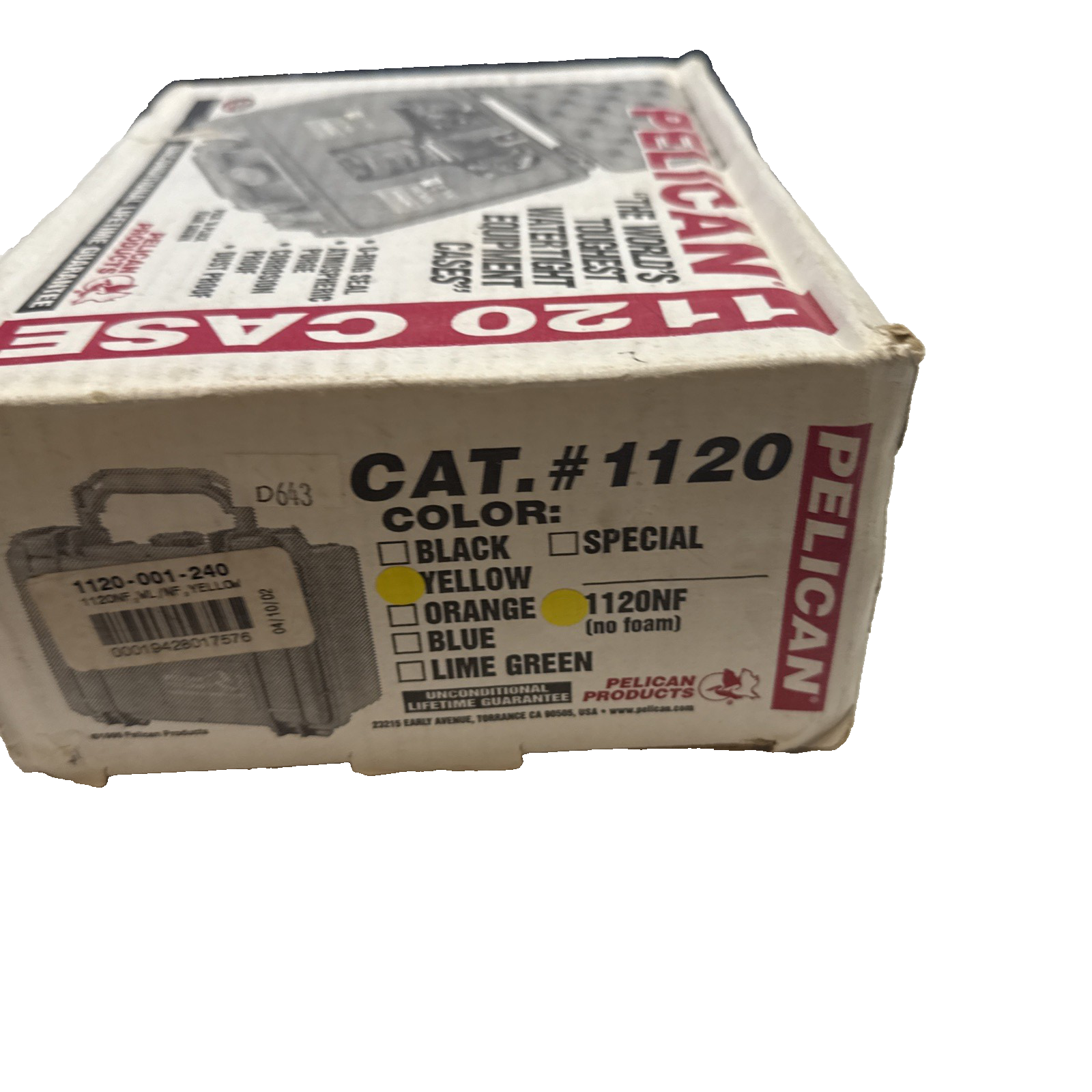 Yellow Pelican 1120 Case with Paper Work And Warranty Form. BRAND NEW.
