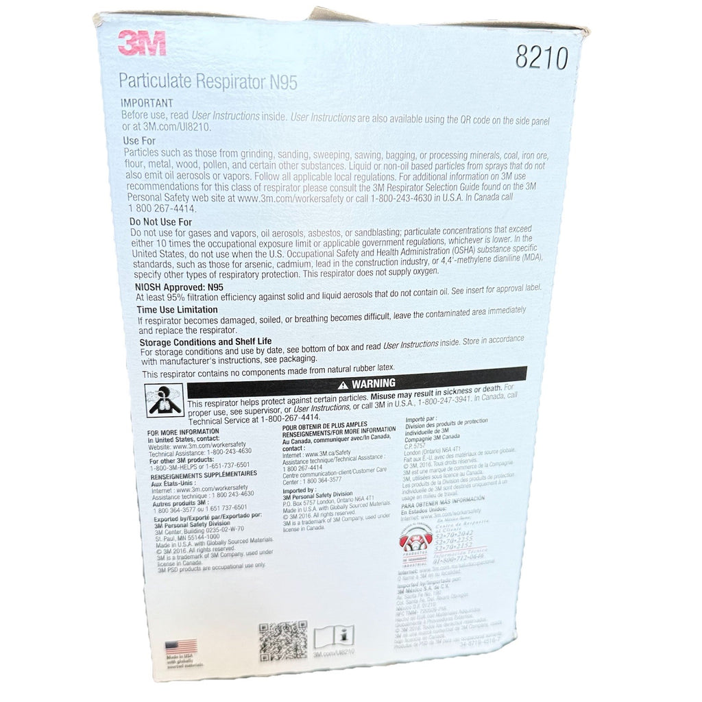 3M 8210 N95 Disposable Protective Particulate Respirator, GENUINE MADE IN USA!