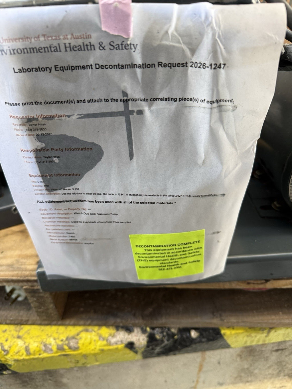 Welch 1402 Duoseal vacuum pump 1/2 hp