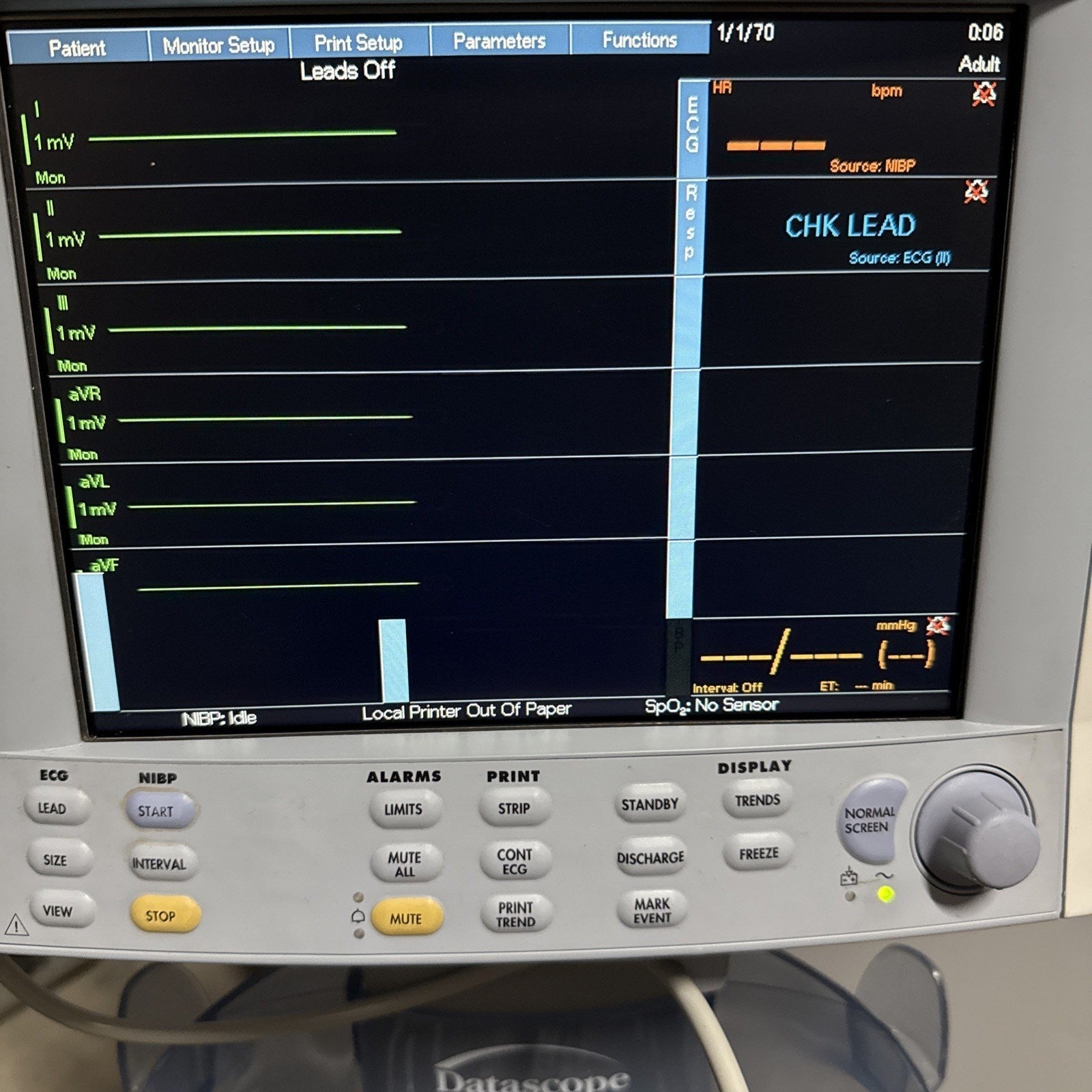 Datascope Passport 2 - ECG, Masimo SP02, NIBP, Color Screen, Printer