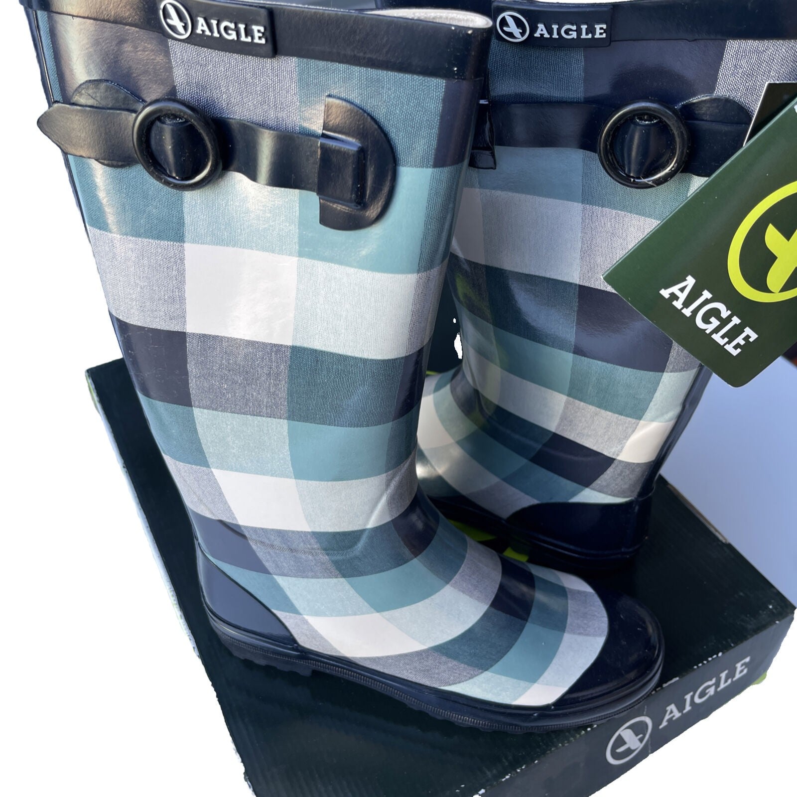 Aigle Polka Boot Caro Bleu Women's Size 6