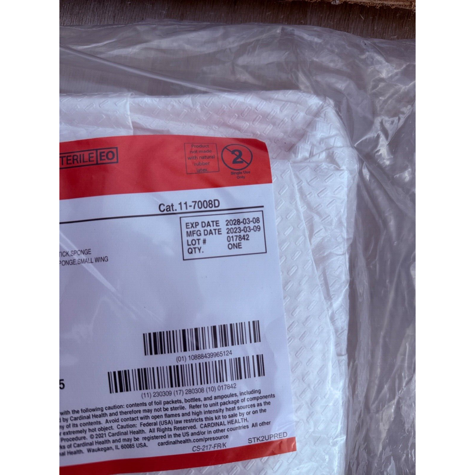CardinalHealth Presource, Standard TRAY, SKIN PREP,DRY, ST 11-7008D, Exp 03/28