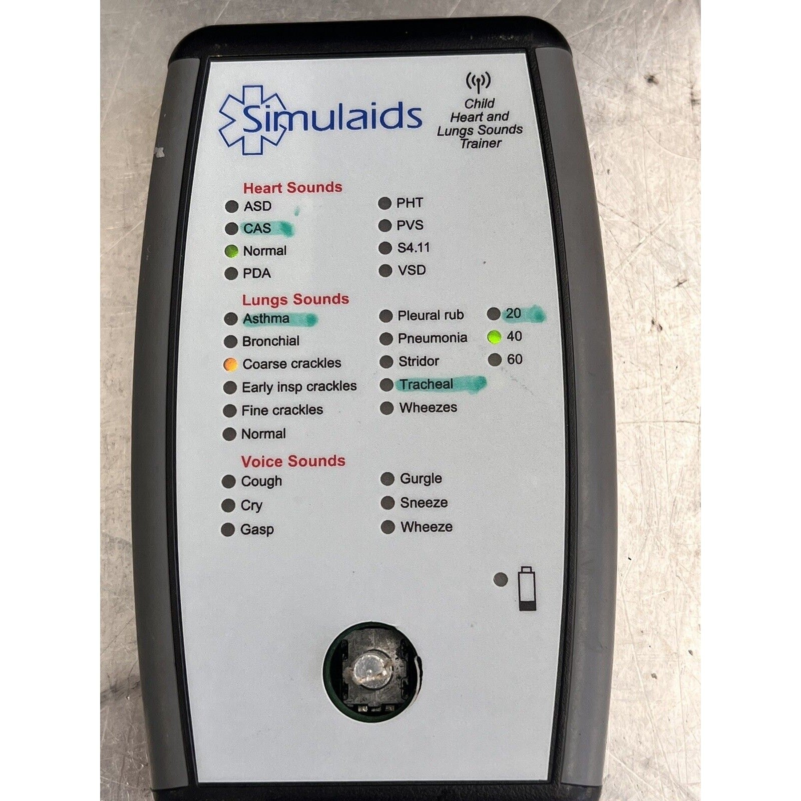 Simulaids Child Heart and Lungs Sounds Auscultation Trainer With Remote. TESTED