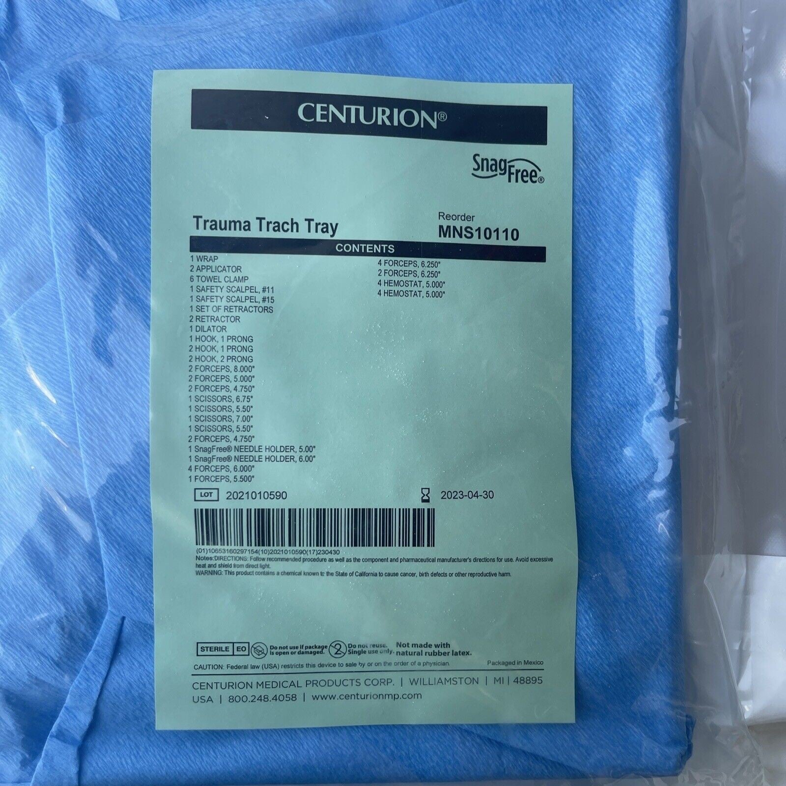 Centurion Trauma Trach Tray Kit Surgery MNS10110