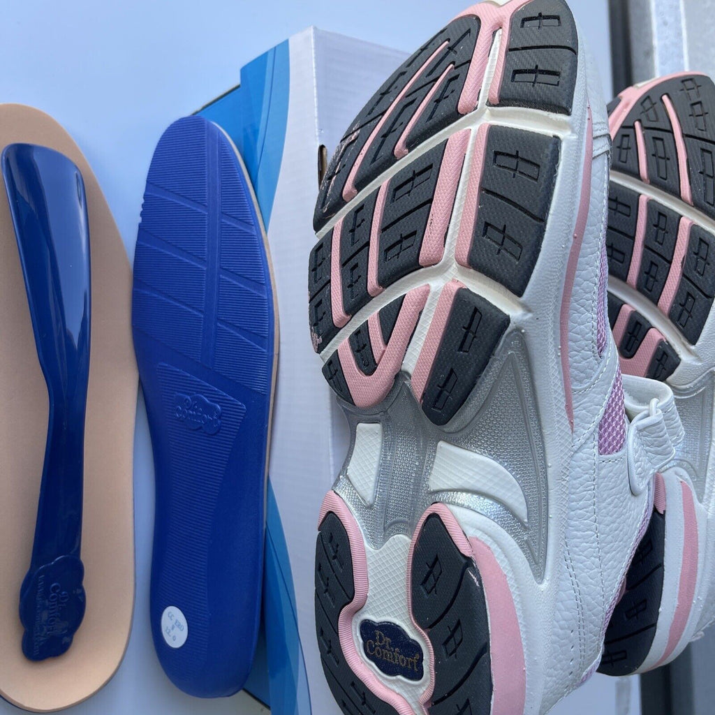 DR.Comfort Women's Victory Athletic Shoes White Pink Hook & Loop Closure 12 W
