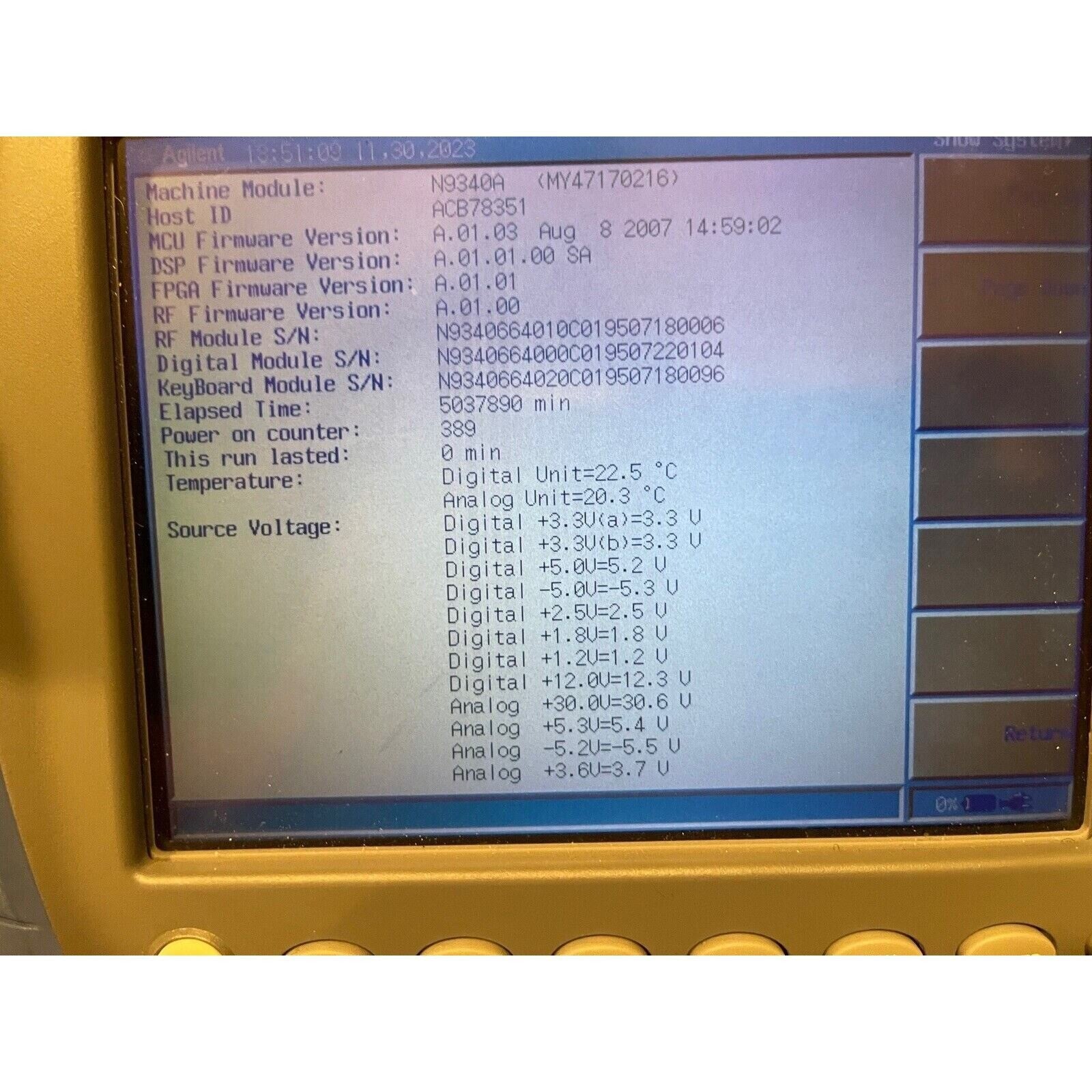 Agilent Technologies N9340A 100kHz- 3.0GHx Handheld Spectrum Analyzer